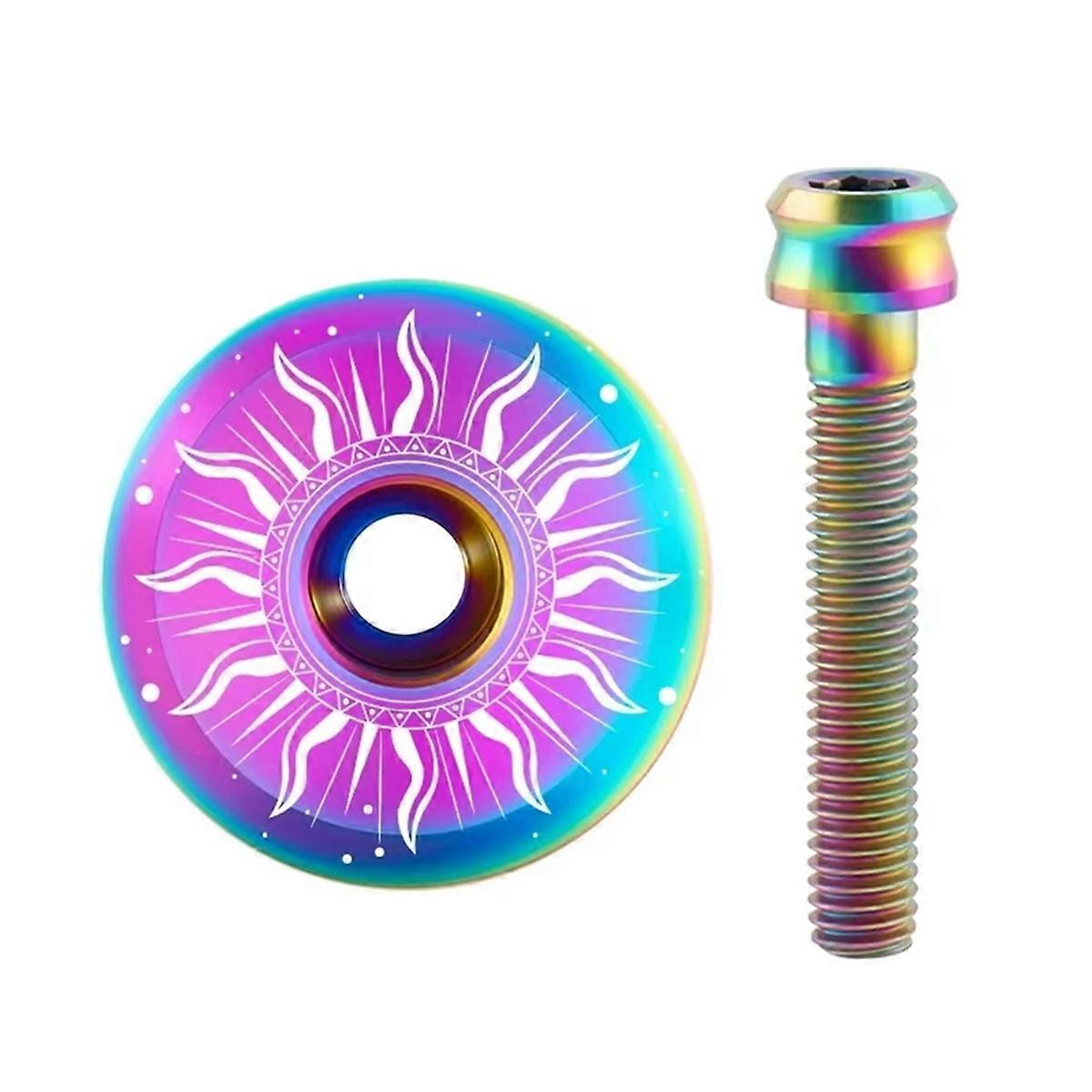 Titanium Alloy 1-1/8 Stem Top Cap, Titanium Headset Top Cap,Bike Headset Cover for Mountain Bikes and Road Bicycles B