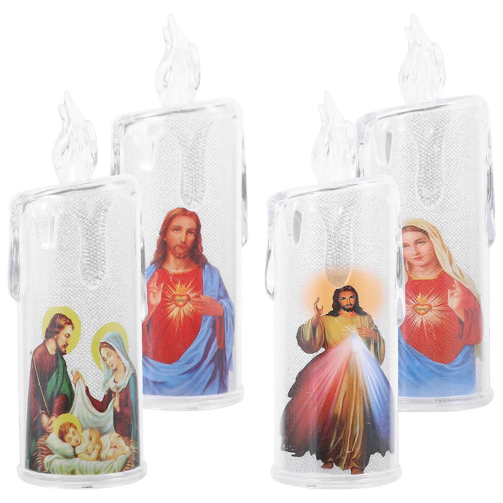 It sounds like you're describing a product listing for **LED Jesus Candle Lamps** — flameless, electric taper candles often used for religious and
