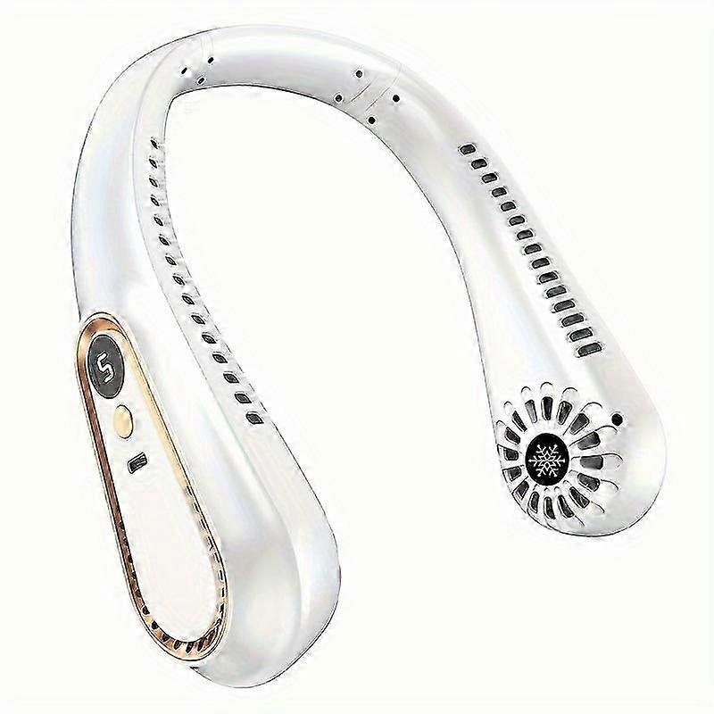 2025 1pc, Bladeless Hanging Neck Fan, Portable USB Rechargeable Cooler Fan With 5 Wind Speeds And Digital Display, Super Technology & Bladeless Design
