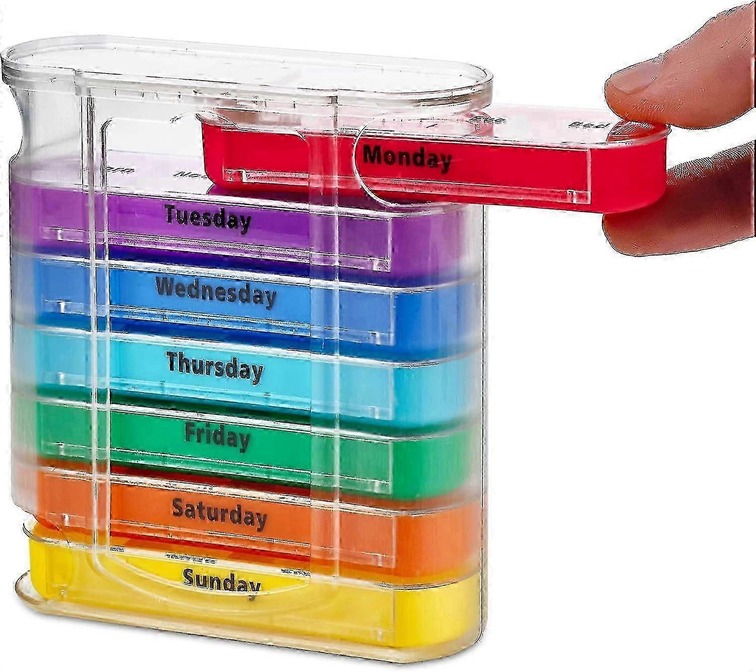 Weekly Pill Organizer, 4 Times Daily, Stackable AM/PM Compartments