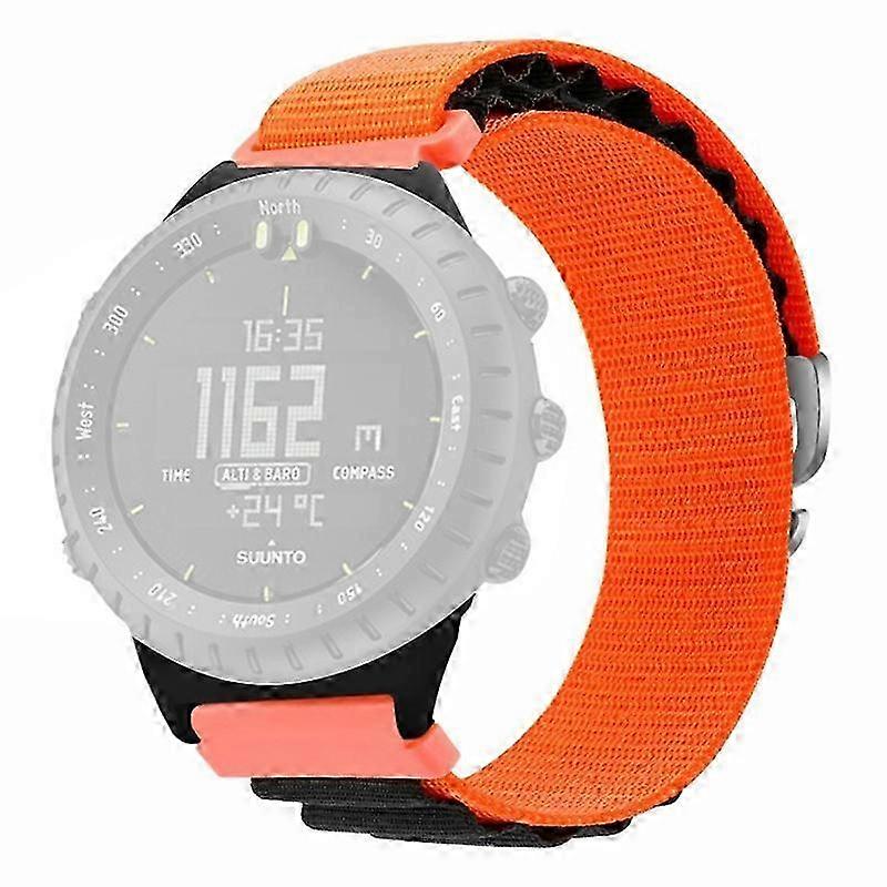For Suunto Core Watch Strap 22mm Nylon Loop Adjustable Wrist Strap Connector - Orange + Black