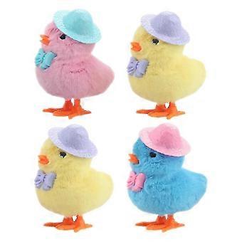 4er-Pack Oster-Spring-Plüschtiere zum Aufziehen für Kleinkinder, Huhn mit Hut