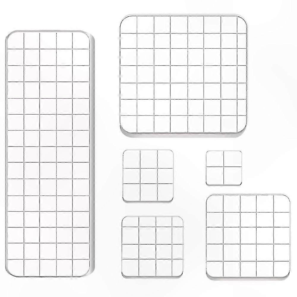 6-Pack Clear Acrylic Stamping Blocks with Grid Lines for Crafting and Scrapbooking Projects