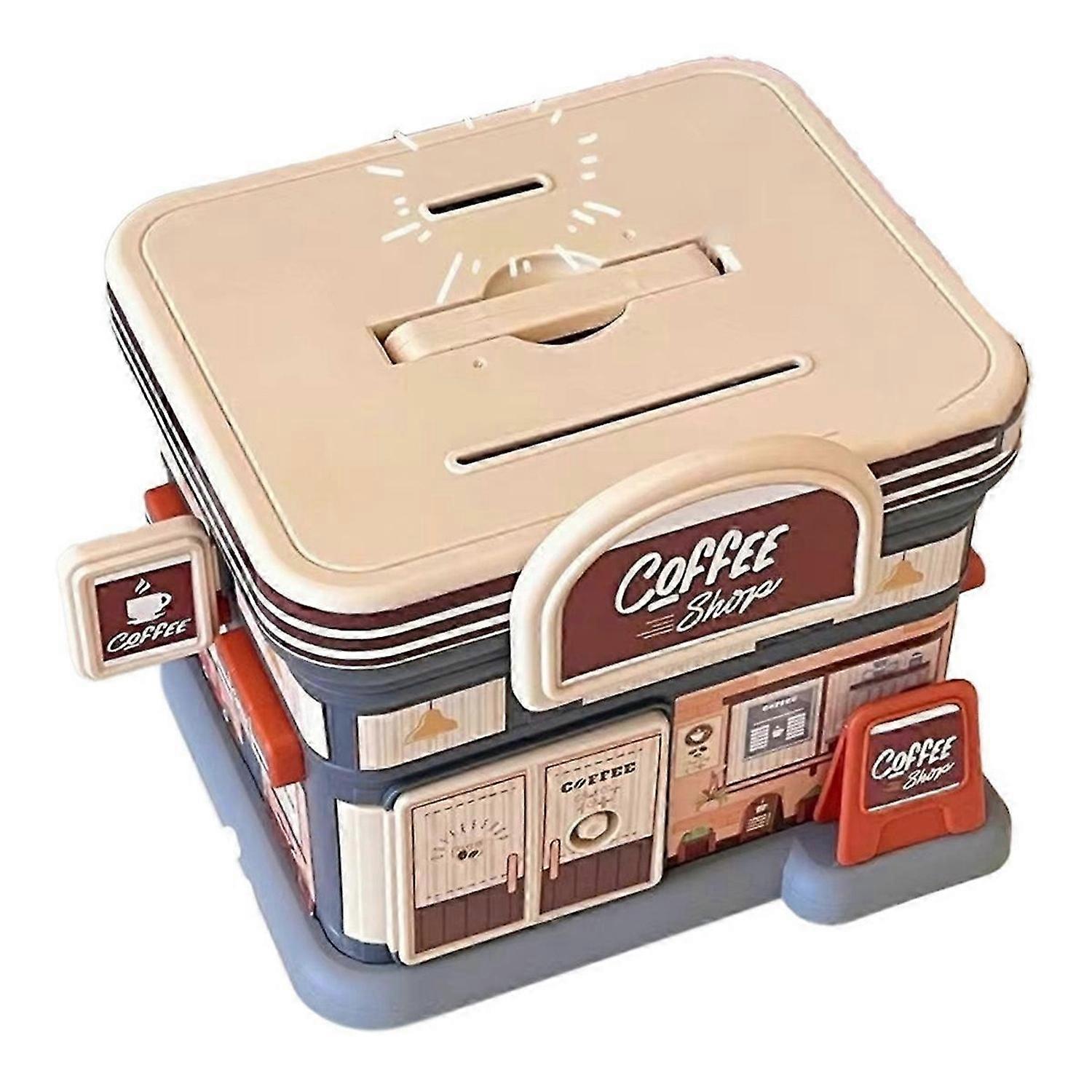 Portable Store-Shaped Money Box with Key Lock B
