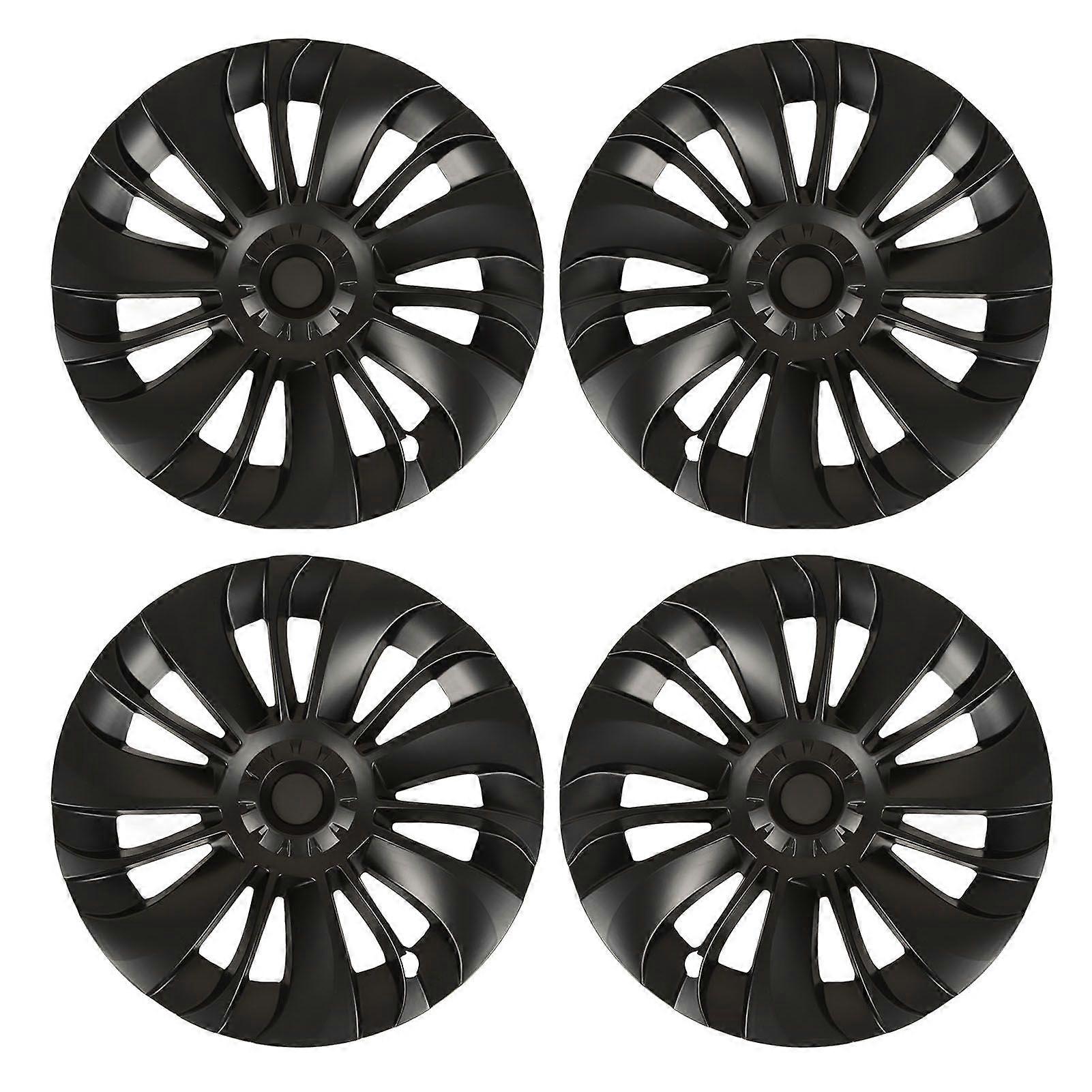 4Pcs 19in Wheel Hub Cap Low Wind Resistance Protective Replacement for Tesla Model Y 20212023 Matte Black