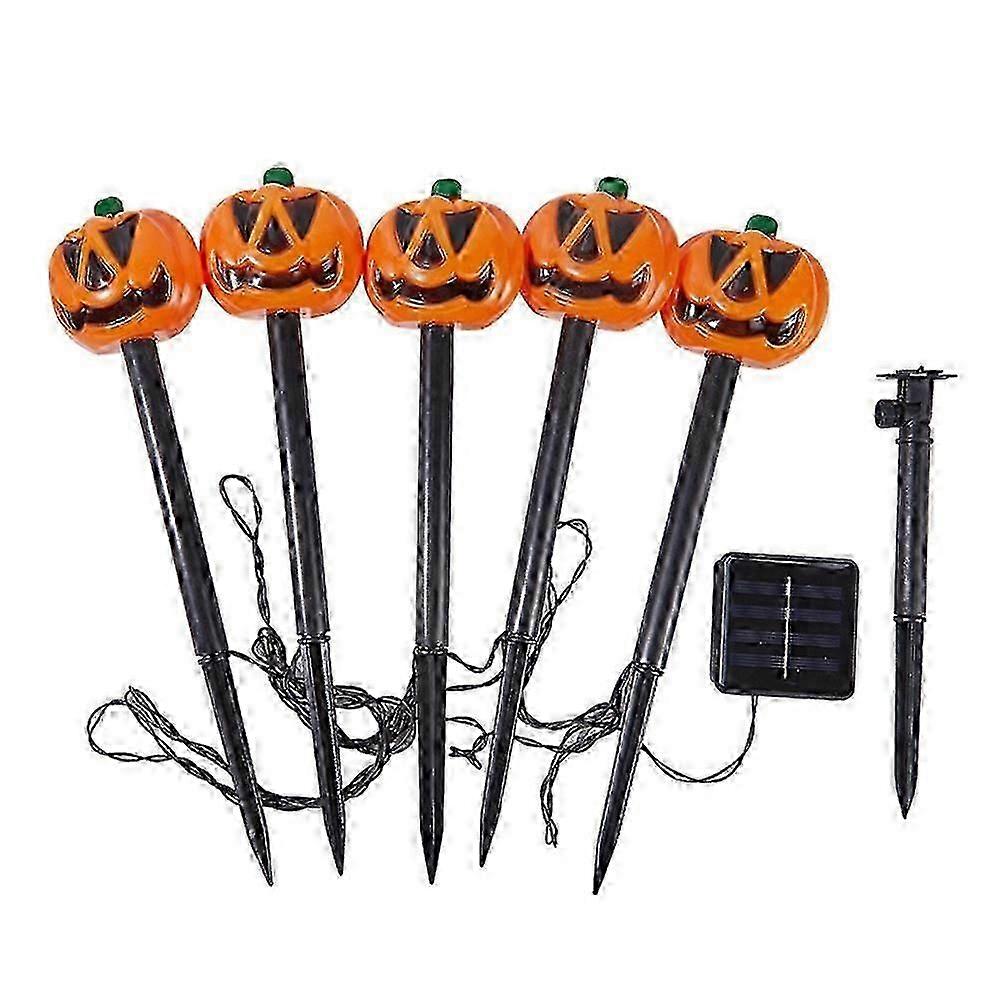 6PCS Solar Halloween Outdoor Decorations Pumpkin Pathway Lights