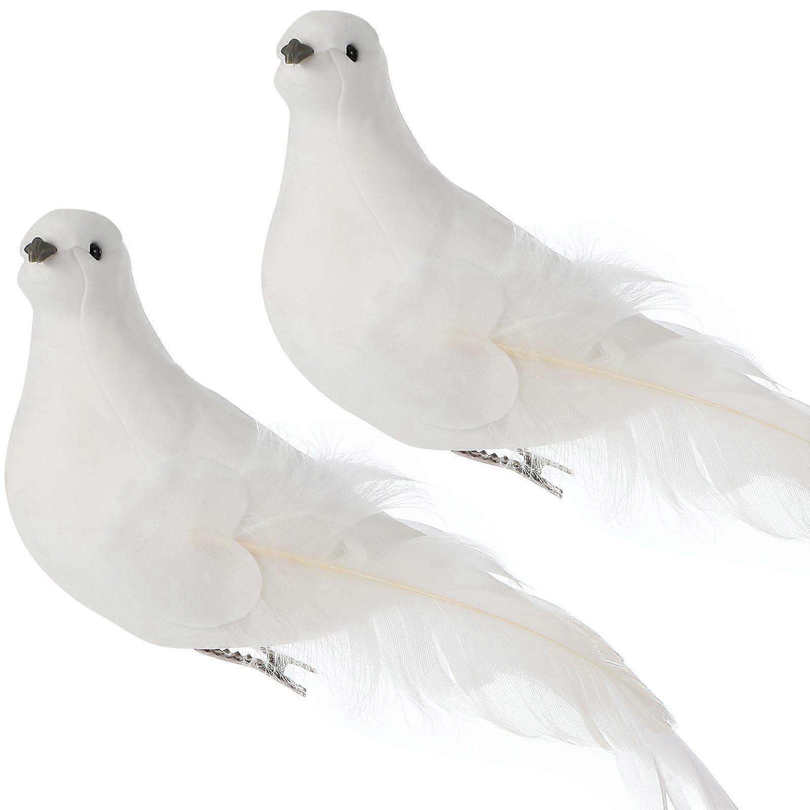 Artificial Pigeon Ornaments for Decoration 4Pcs White Lifelike Bird Set