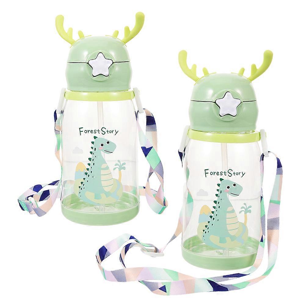 Kids Water Bottle with Straw for Home Use Drinking Cups 2Pcs
