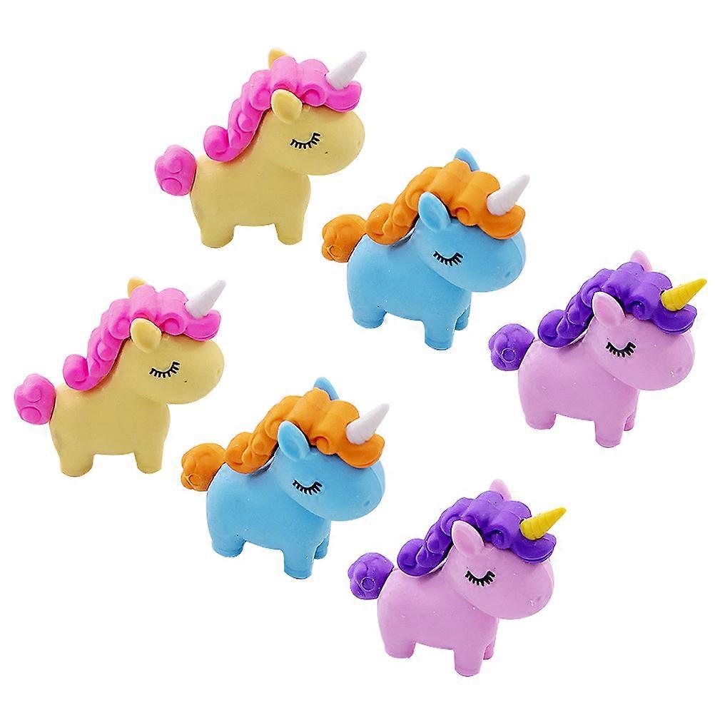 18Pcs Unicorn Shape Eraser School Stationery For Children Creative Cartoon Random Color Plastic Cement Erasers
