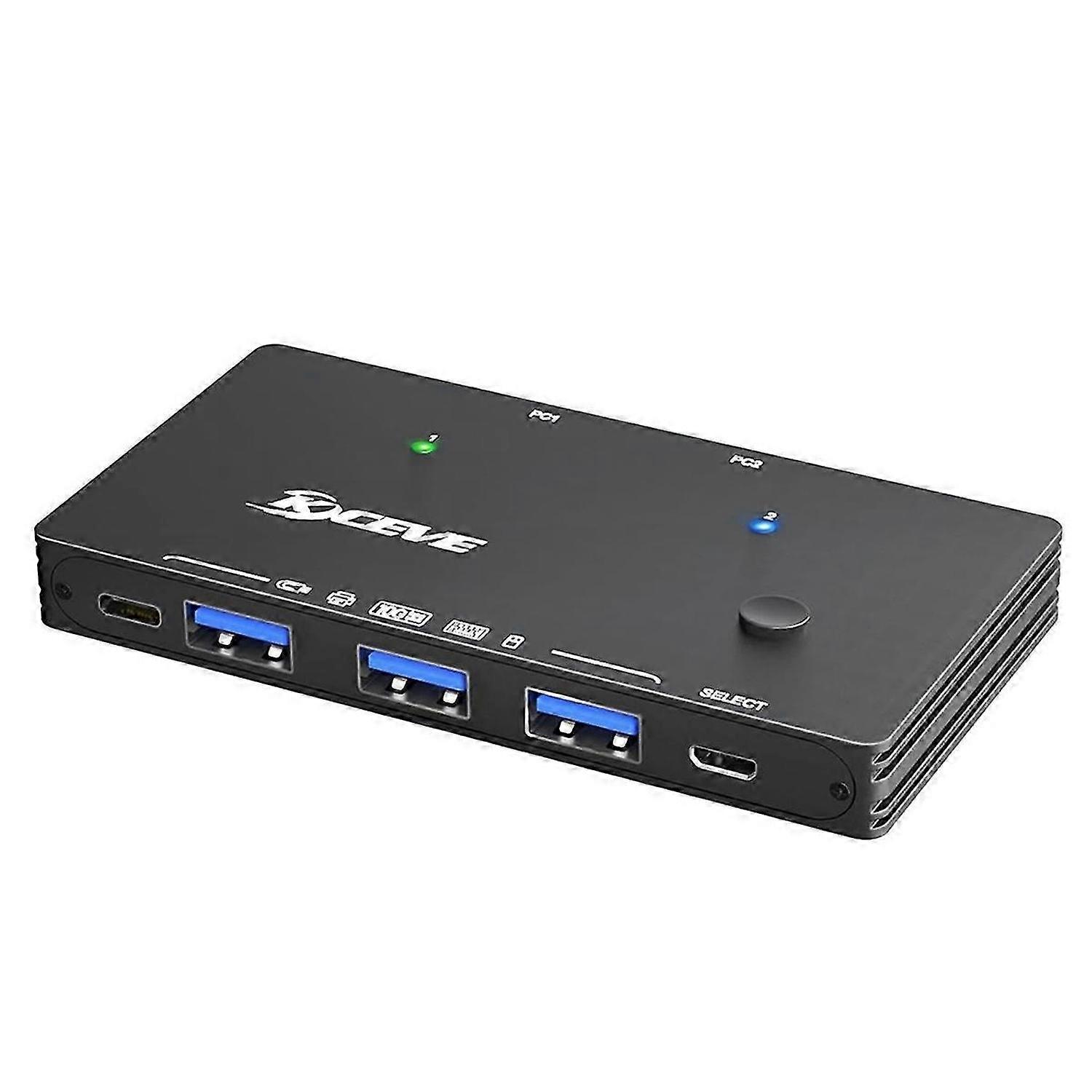 USB 3.0 Switch 10Gbps 2 Input 4 Output USB C Switch for Devices Share Printer, Scanner, Mouse, Keyb