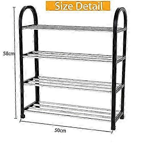 Metal shoe rack, 4 tier shoe rack, stackable shoe rack for small hallway wardrobe (50 * 19 * 58CM)