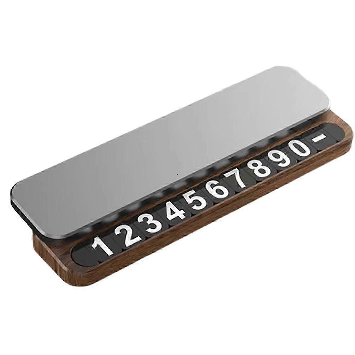 Universal Hidden Phone Number Card Car Temporary Parking Plate Metal Walnut Car-Styling Auto Access