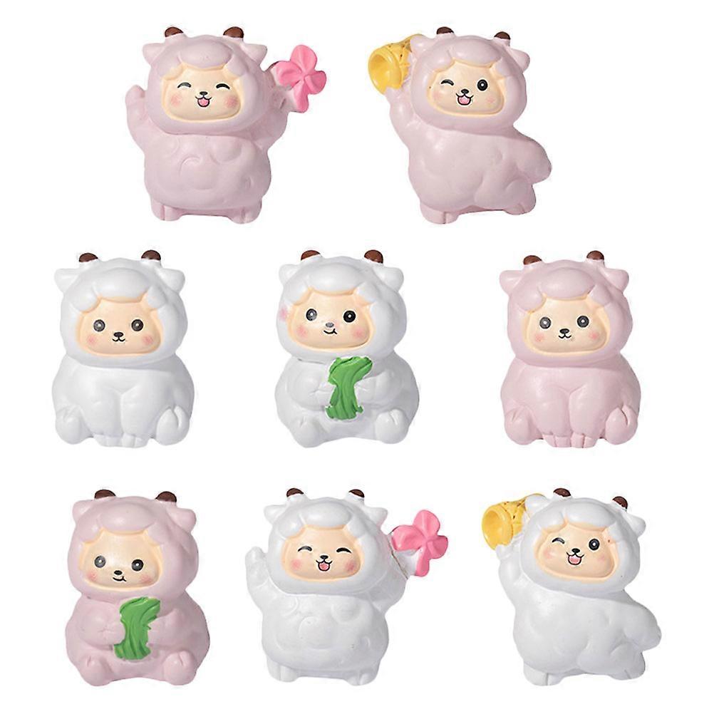 Miniature Sheep Fairy Garden Resin Mini Sheep for Micro Landscape Diy Decoration Assorted Color 3.10X2.20X2.00CM 8Pcs