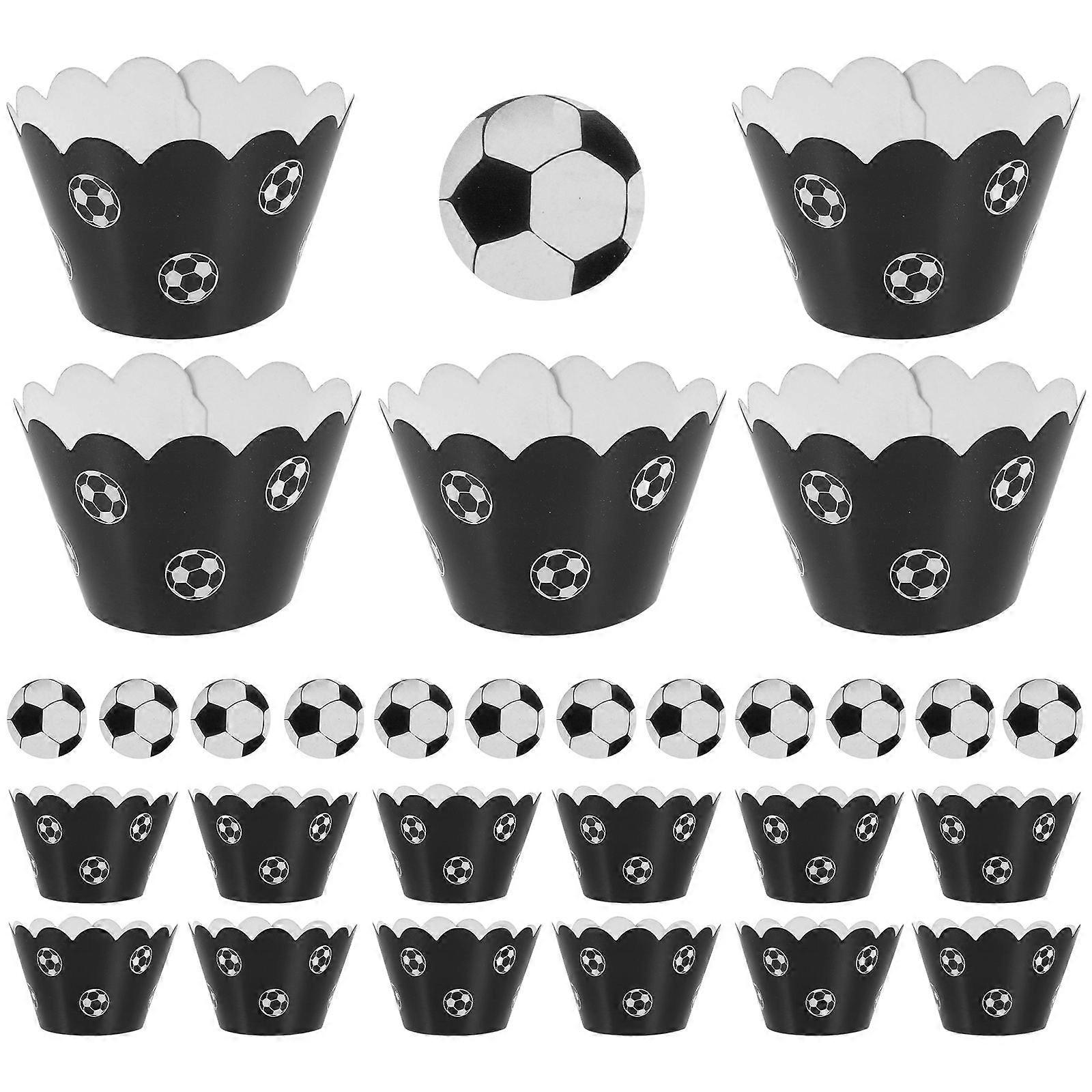 Football Design Cake Toppers Toyvian for Cake Decoration 1Set Black Style