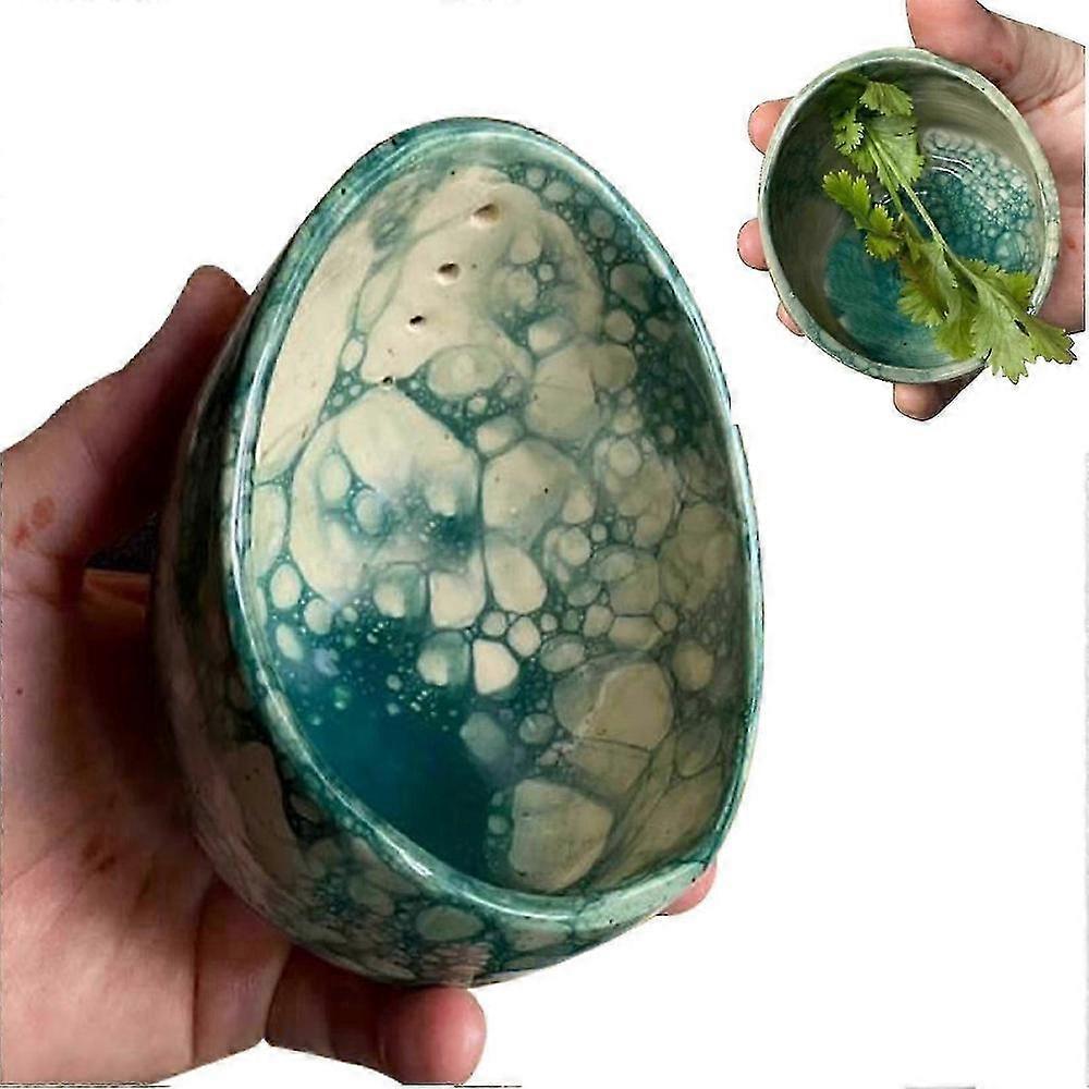 Handmade Ceramic Herb Stripper Bowl for Efficient Leaf Removal