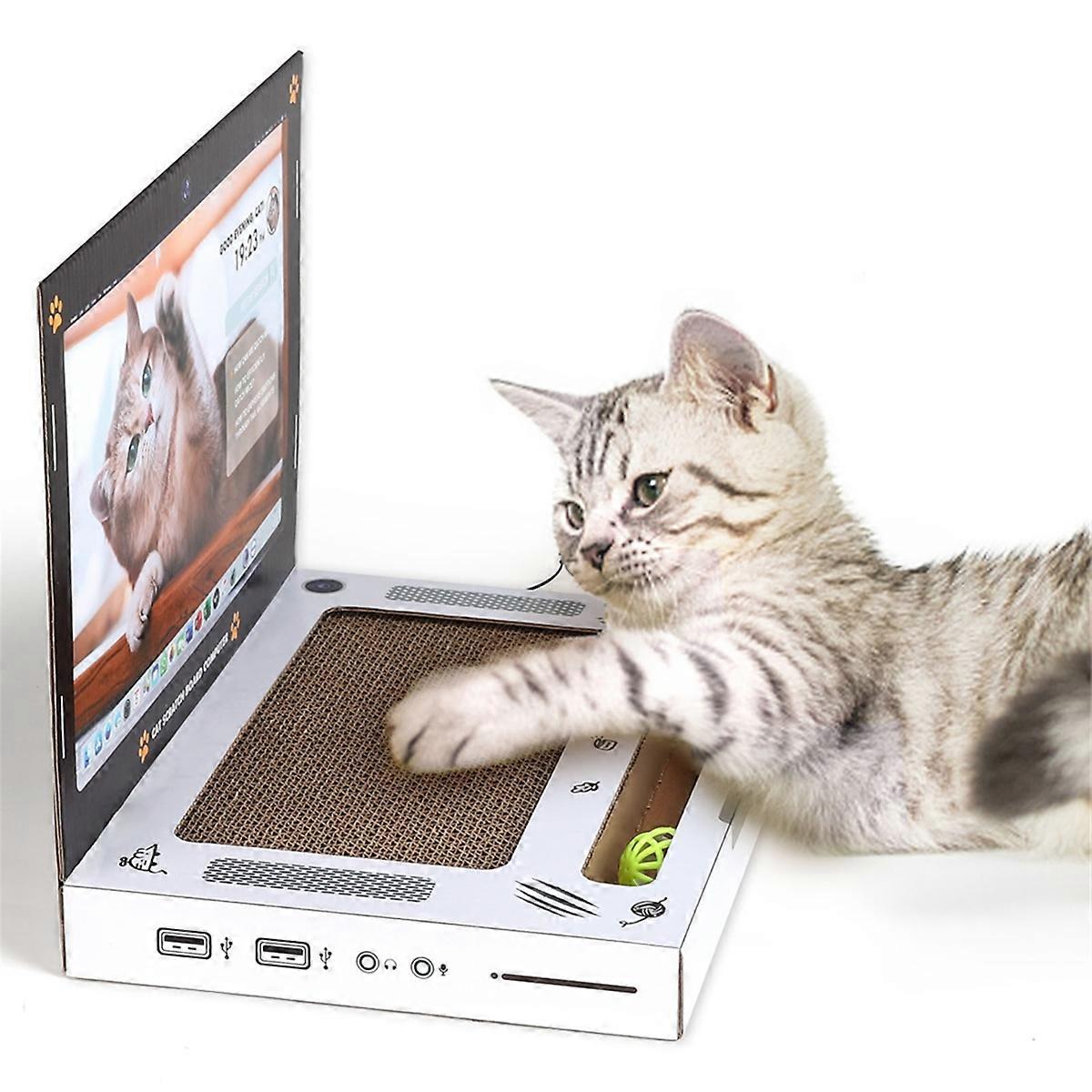 Cardboard Scratching Laptop for Cats Cat Laptop Toy with 'Mouse' Cardboard Cat Interactive Toy