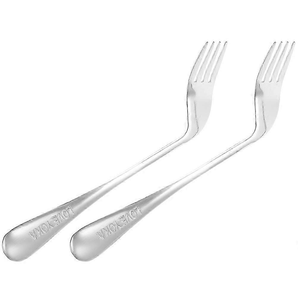 Small Forks Angled Assist Tableware For The Elderly And Disabled Daily Use Silver 7.86x2.95x0.20in 2Pcs