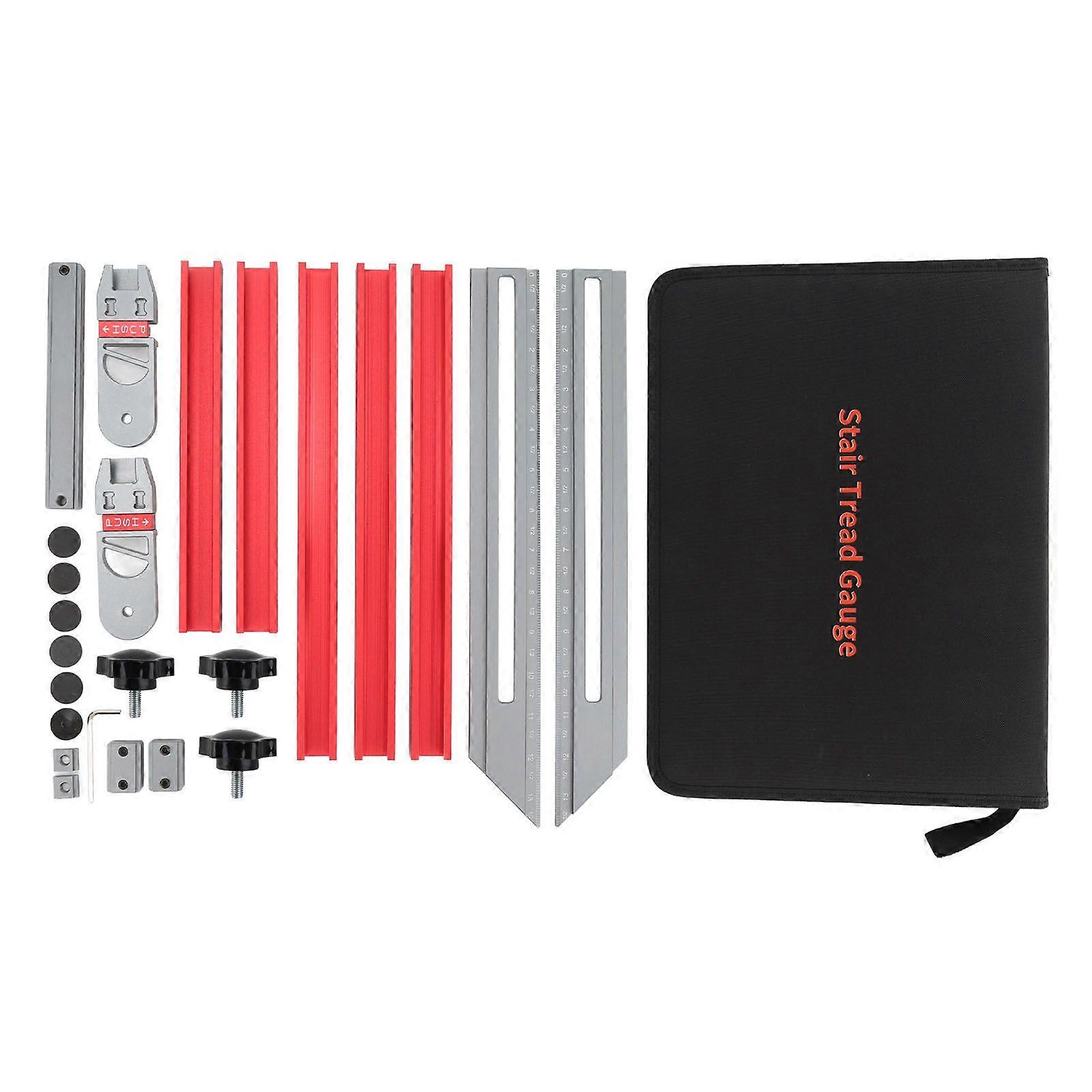 Stair Tread Template Tool Aluminum Alloy High Accuracy Clear Marking Stair Tread Gauge Measuring Tool Jig for Handrail Windowsill Shelf