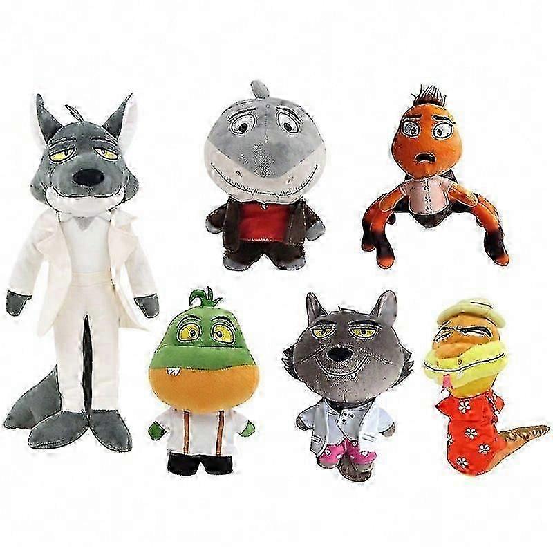 The Bad Guys Movie Plush Toy Set featuring Cute Wolf, Shark, Spider and Snake Characters for Fans