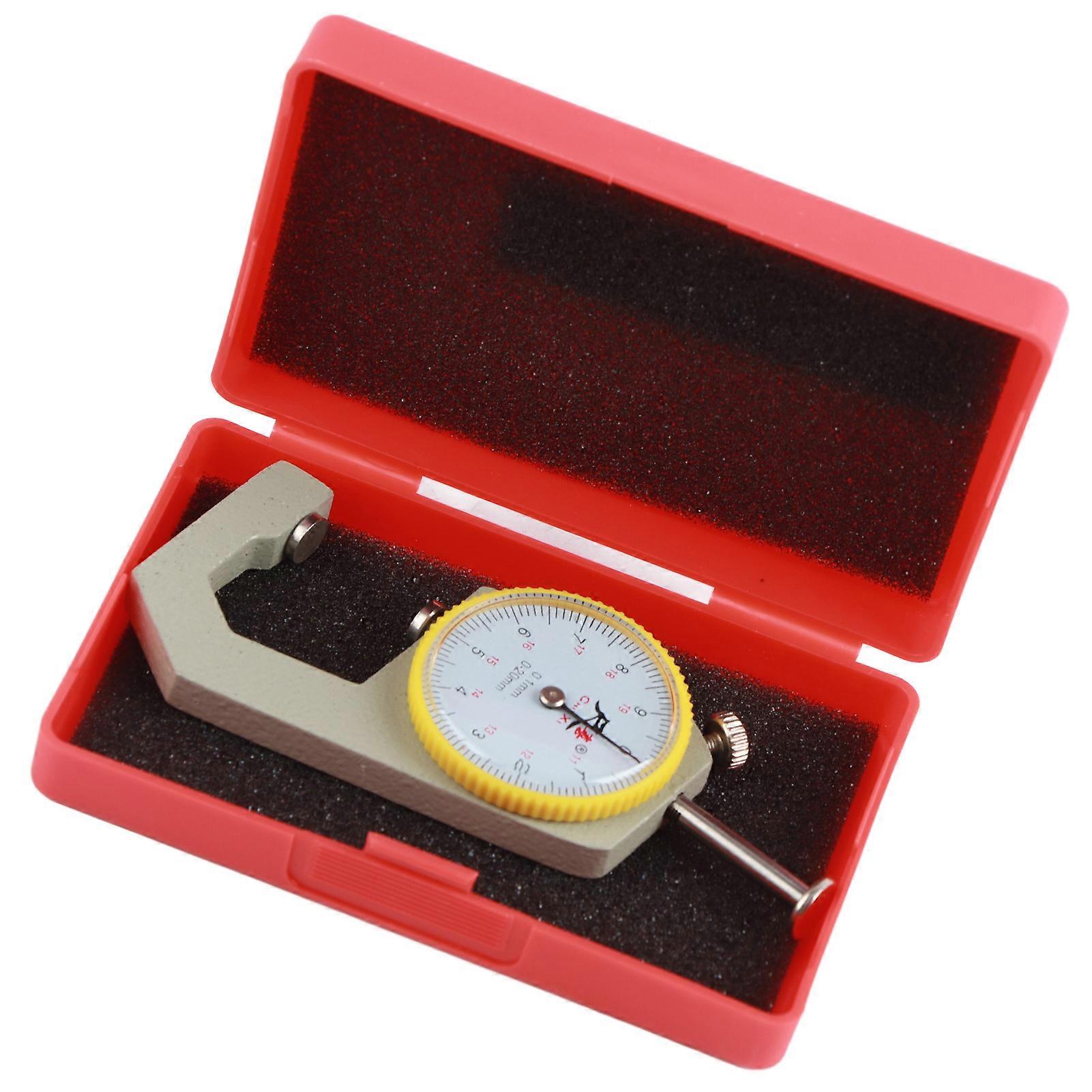 Round Dial Thickness Gauge Precision Measuring Tool Flat Pointed Head 0-20mm Measuring Range Flat Head