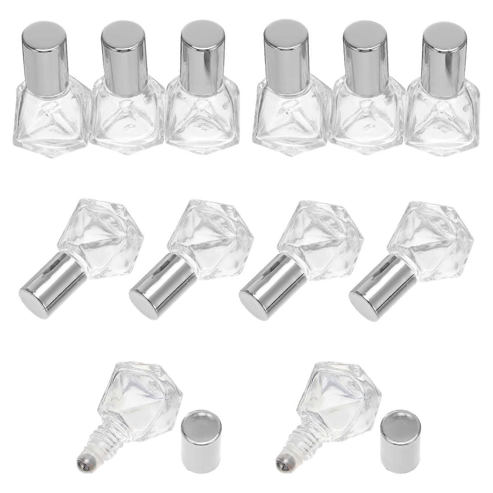 Mini Glass Roller Bottles for Essential Oil Storage 12Pcs Silver Set