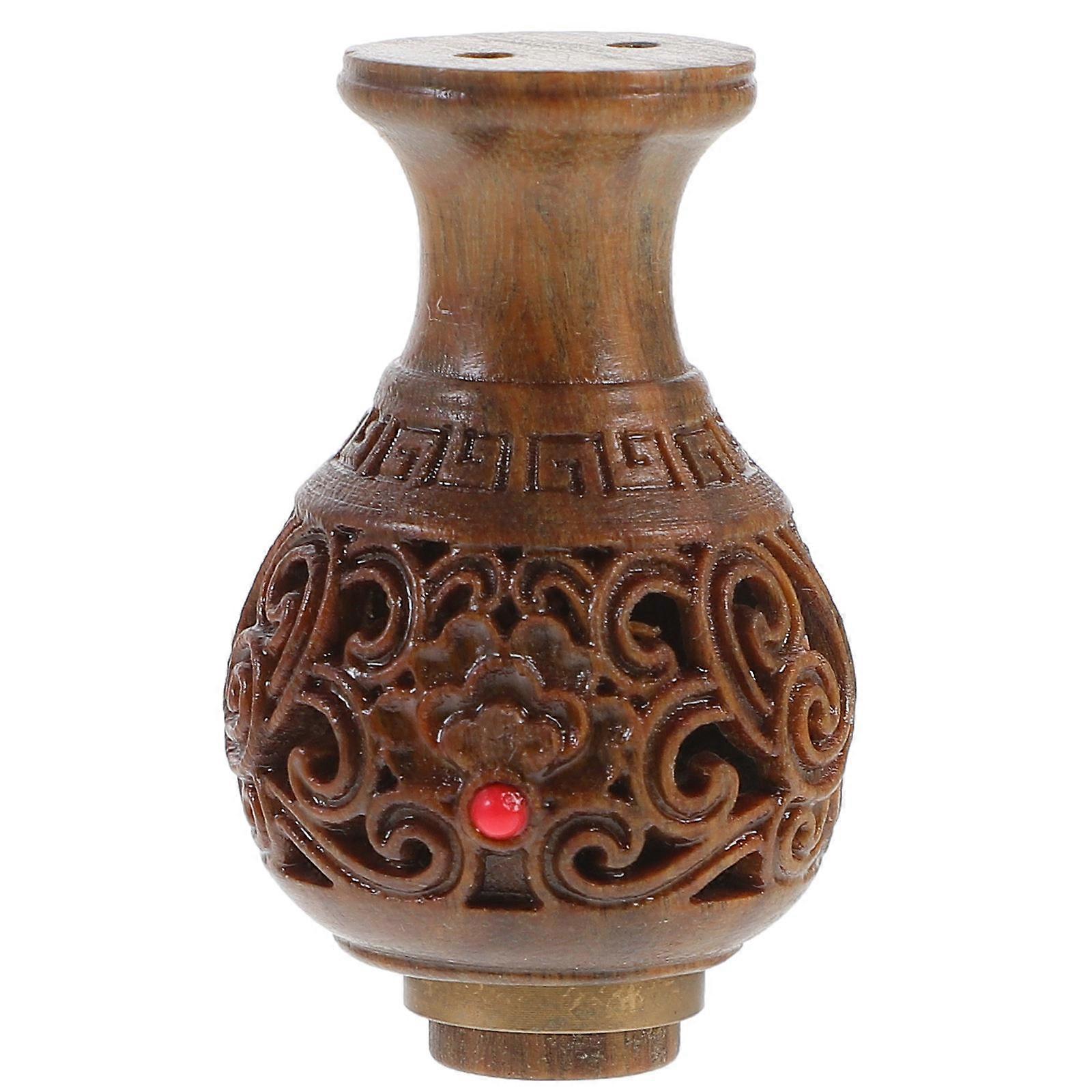 Wood Diffuser Sachet Carved Vase for Aroma Beads Container 2Pcs Brown