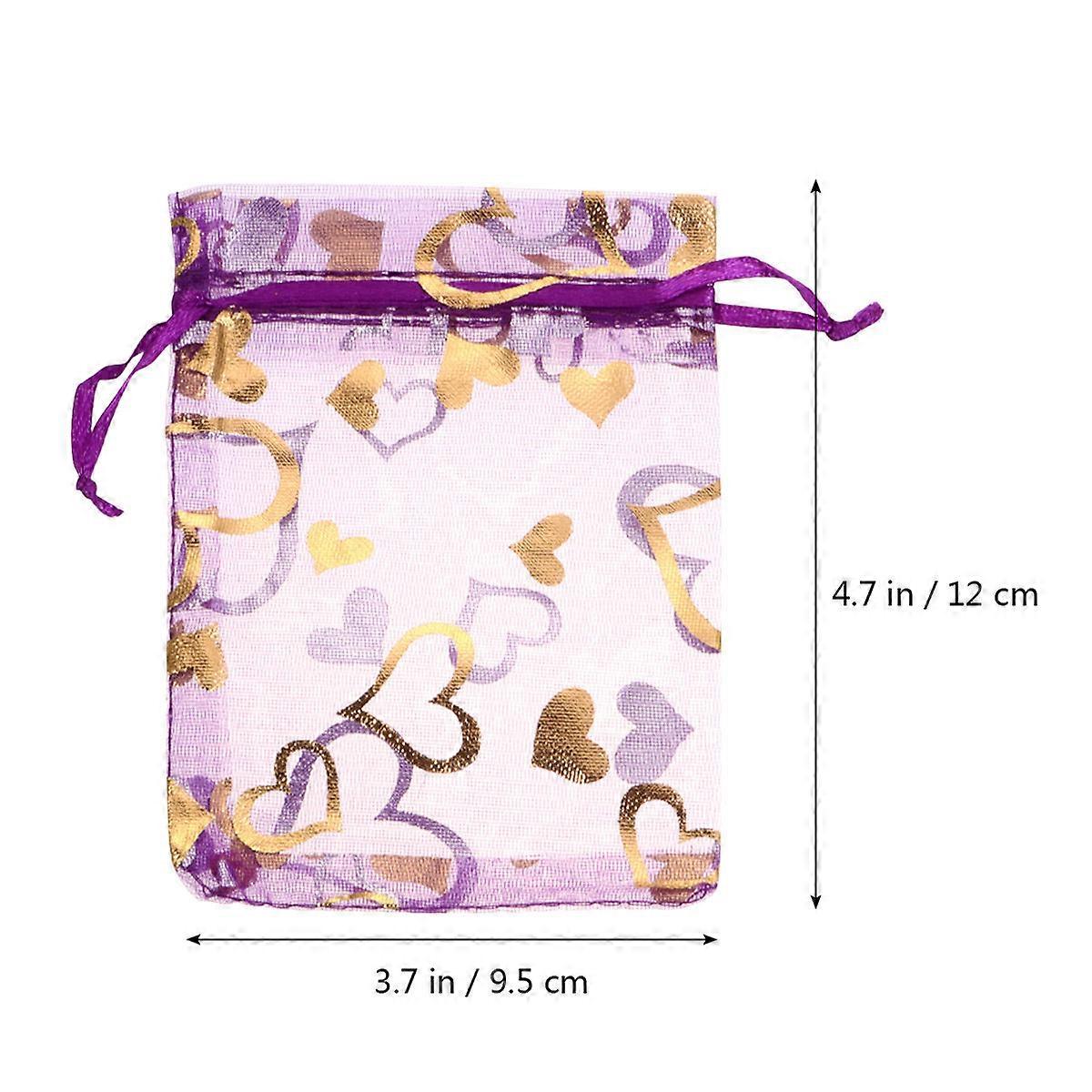 Gift Bags Mesh Drawstring Bag for Storage Use 100Pcs Stylish Purple