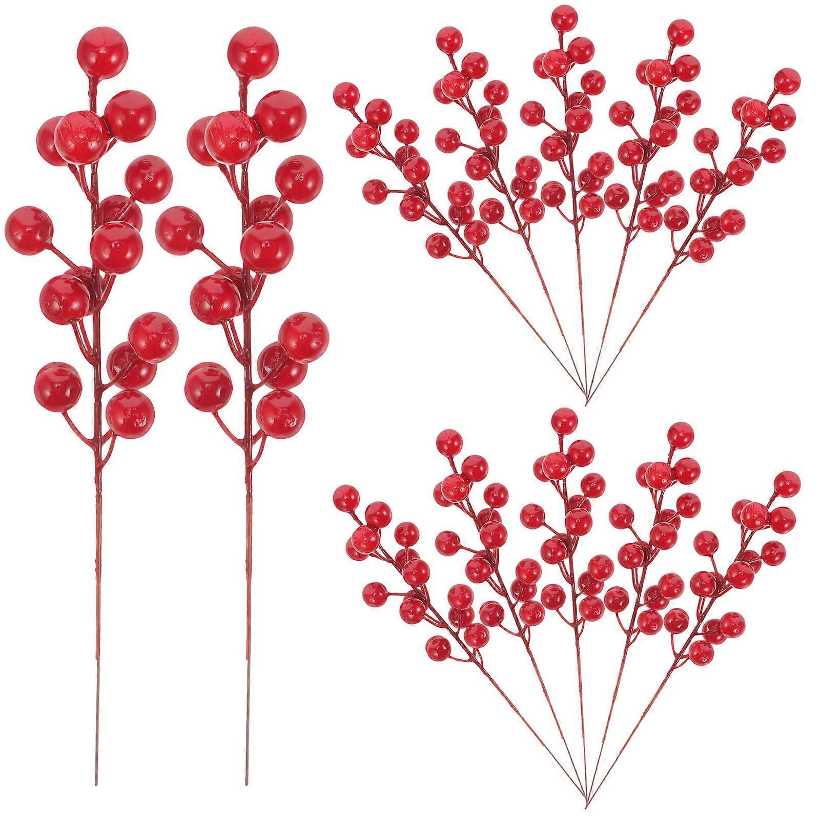 Artificial Berry Branch Red Berry Stems for Decoration 48Pcs