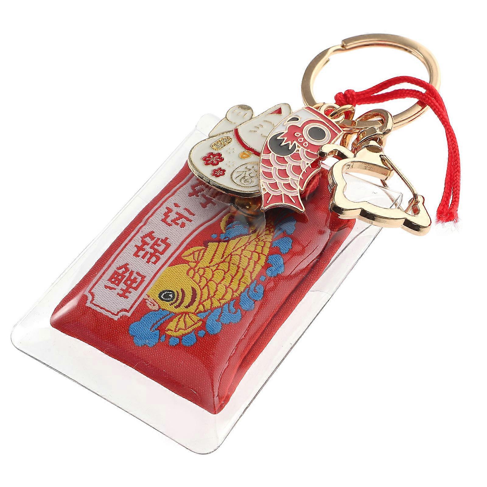 Japanese Keychain Luck Cat Pattern for Key Use 4Pcs Adorable Omamori Charm