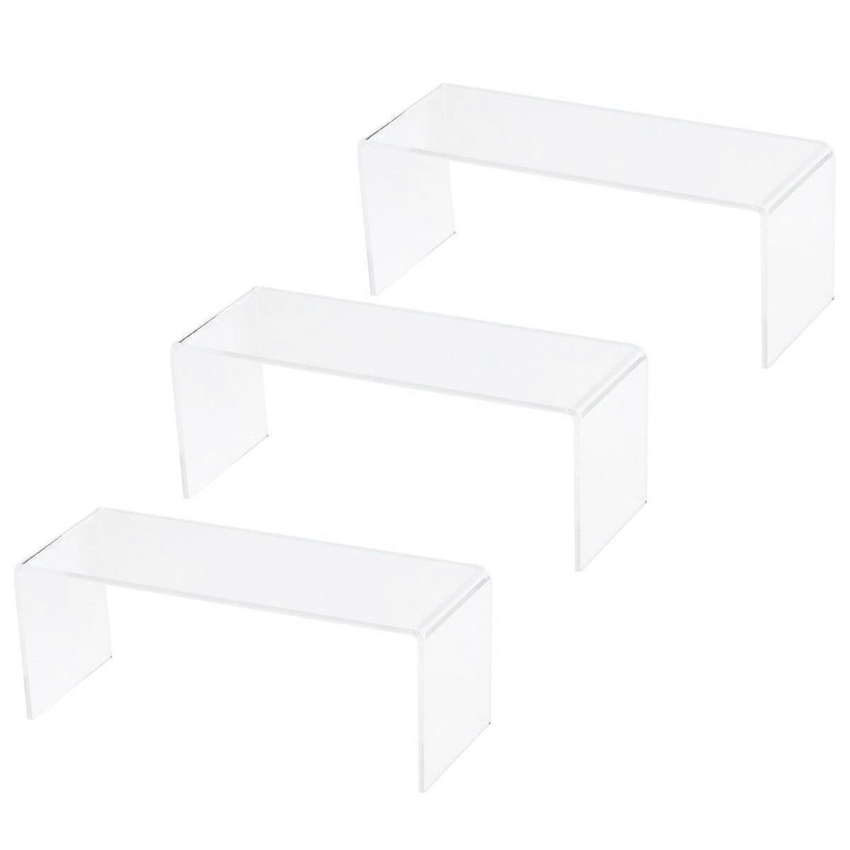 3PCS Acrylic Display Shoe Risers Clear Retail Display Stand  U Shaped Shelf Showcase Rack for Toy Bag Cosmetic (M)  Transparent