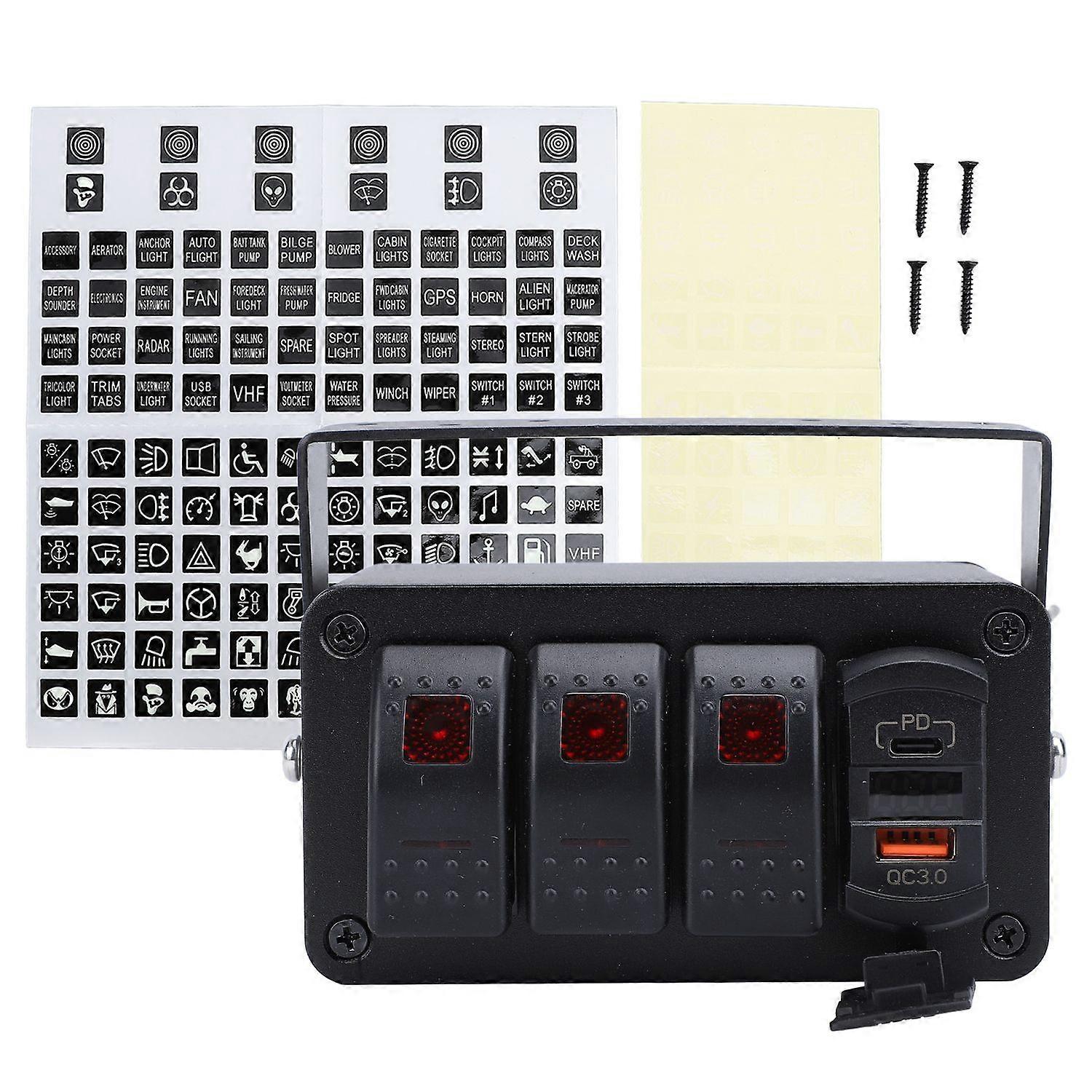 Feature:
1. MULTIFUNCTIONAL: This rocker switch panel integrates 3x20 amp rocker switch rated at 12V