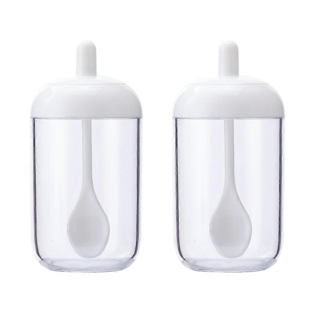 Condiment Jars with Lids and Spoons Kitchen Set 4Pcs White