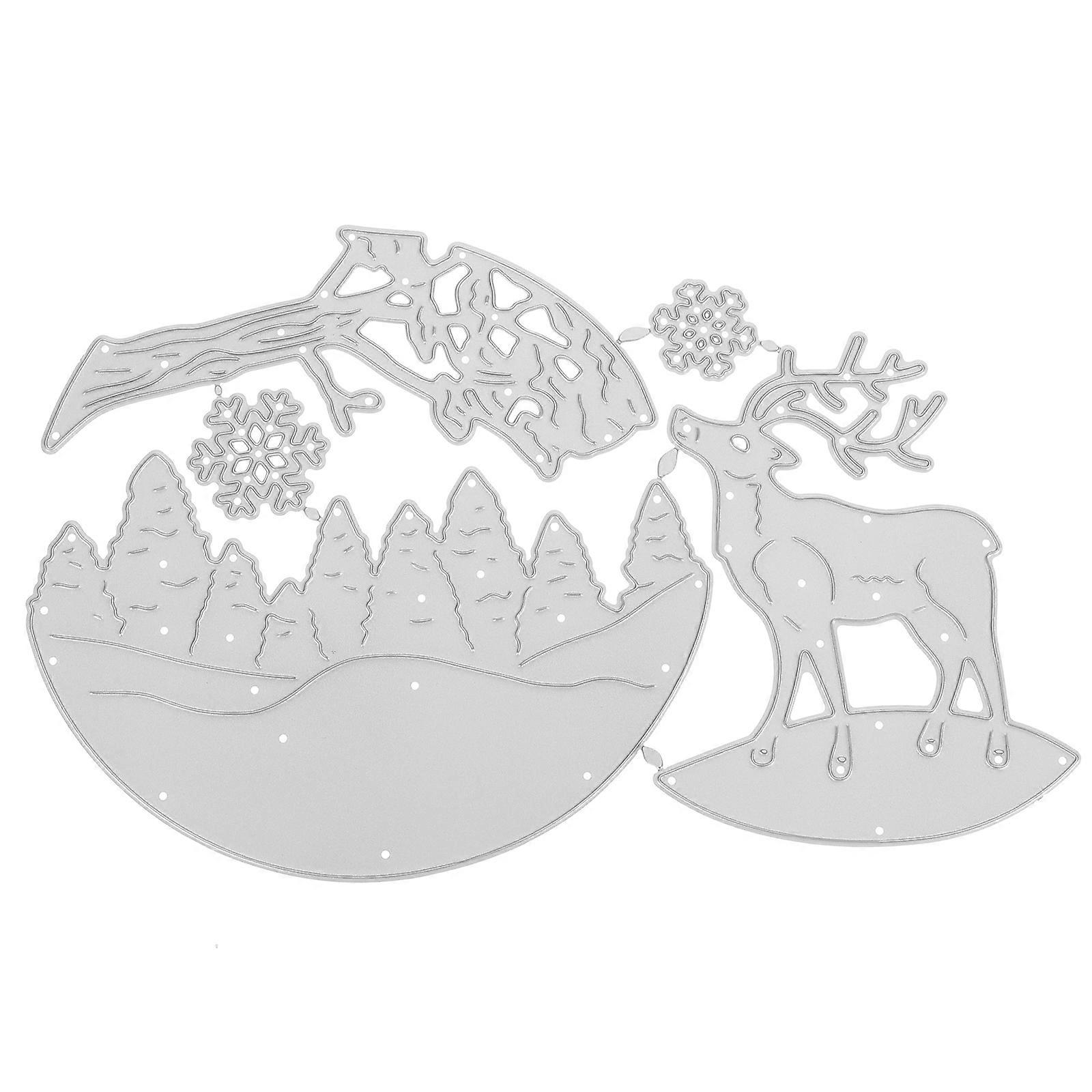 Cutting Die for DIY Crafting with 3Pcs Christmas Deer Metal Stencils