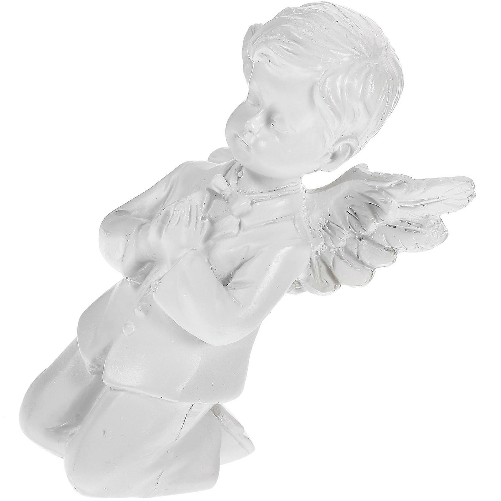 Miniature Garden Decoration Lovely Resin Craft Angel Shape For Home Decor White Color Non-fading Paint 1Pc