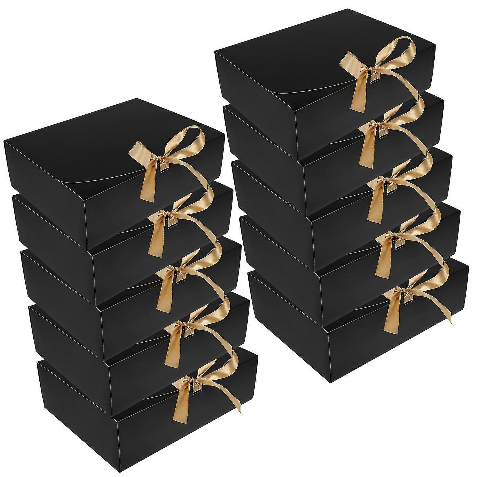 10Pcs Small Gift Packaging Box Cardboard for Couples Black Folding Design for Valentine's Day