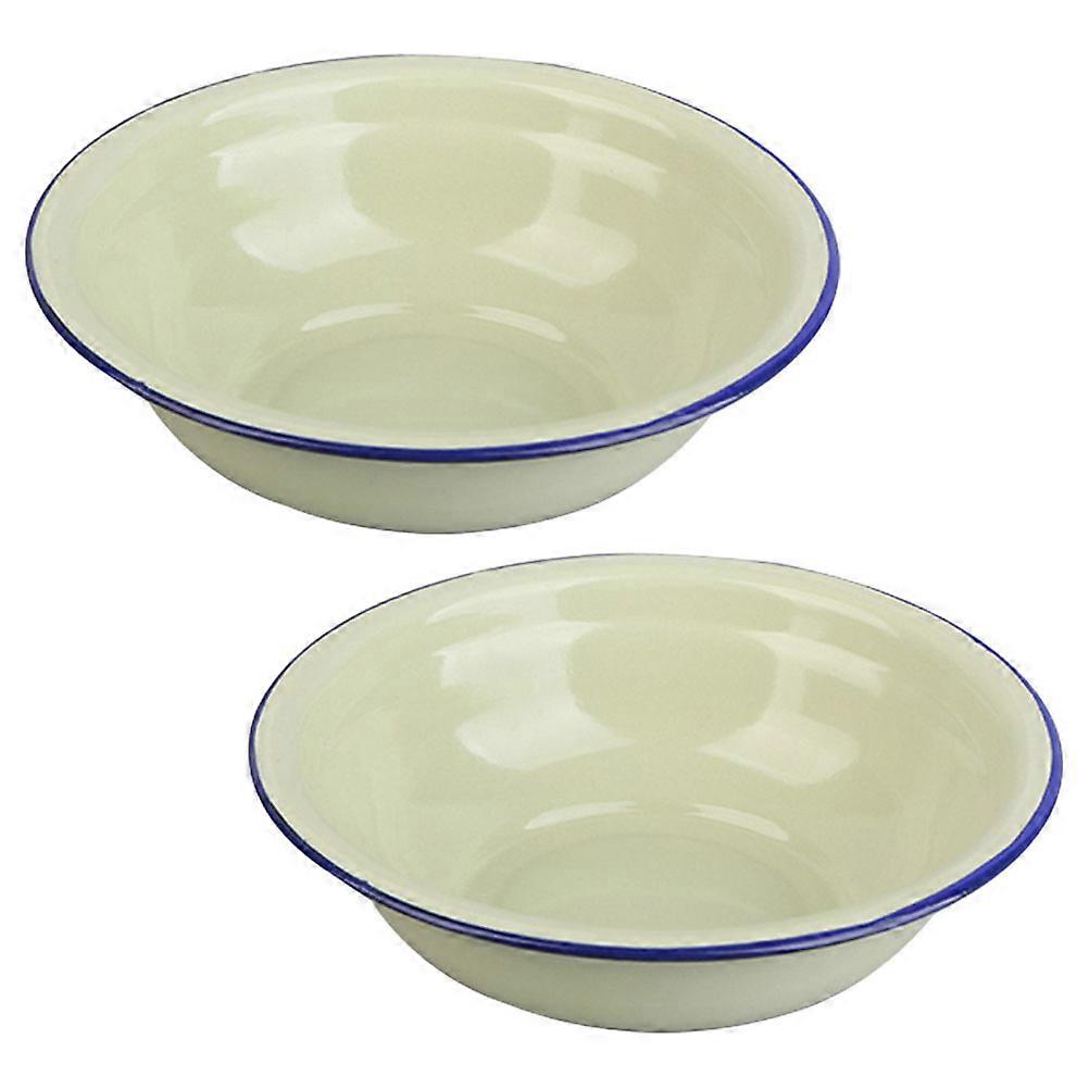 Vintage Enamelware Bowl Retro Style Thickened Soup Bowls for Home 4Pcs