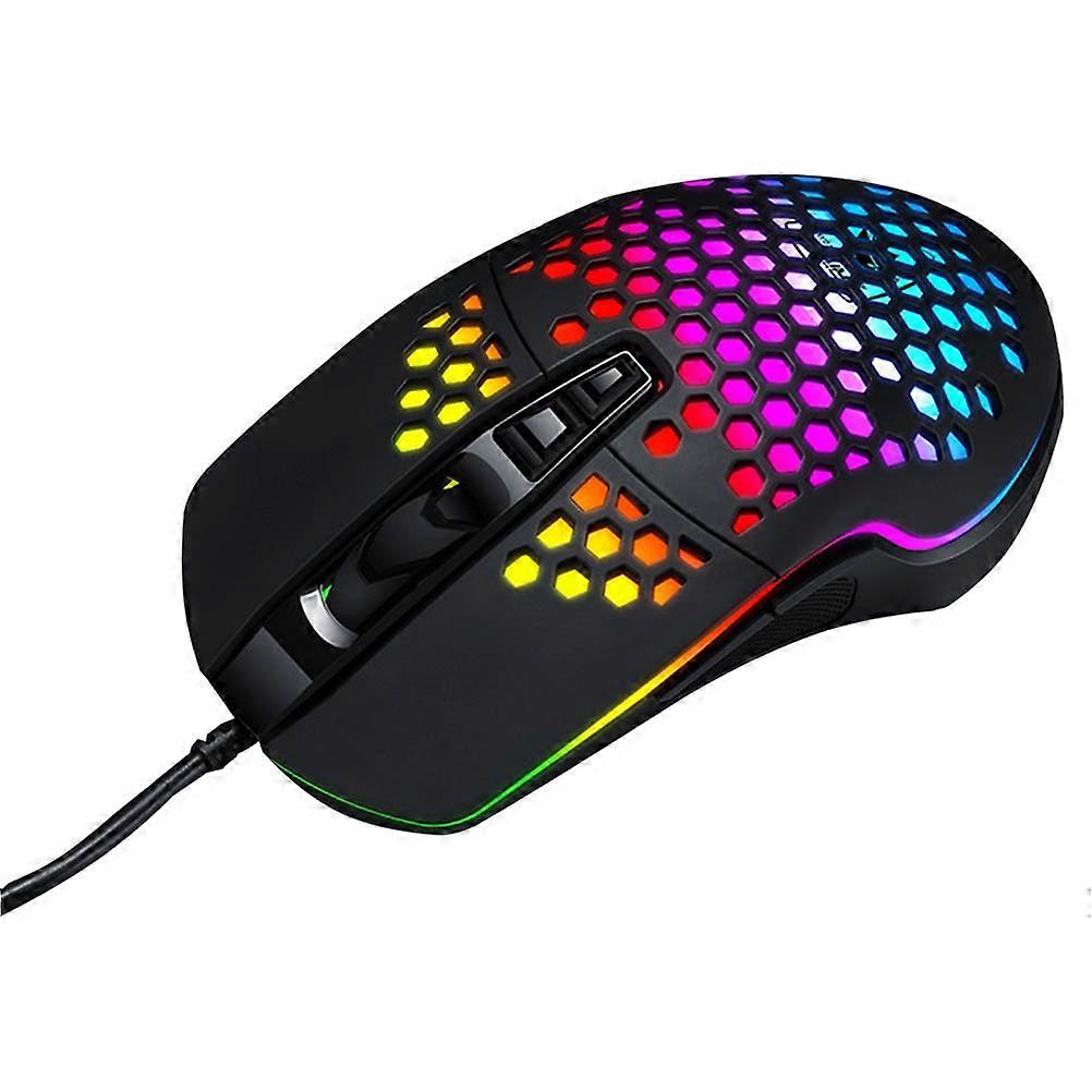 Wired Hollow-Out Gaming Mouse for Computer Use Black 2Pcs Set