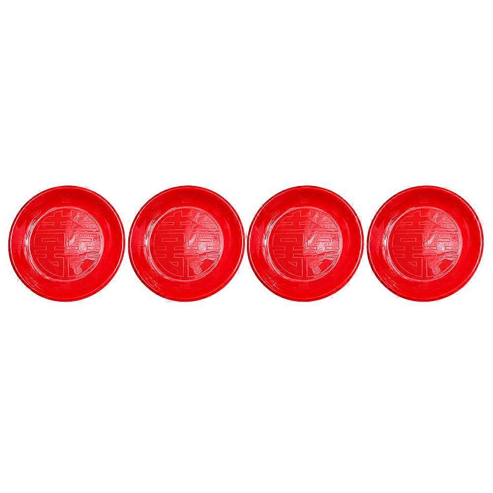 Food Serving Trays Decorative Plates for Storage 4Pcs Red Set