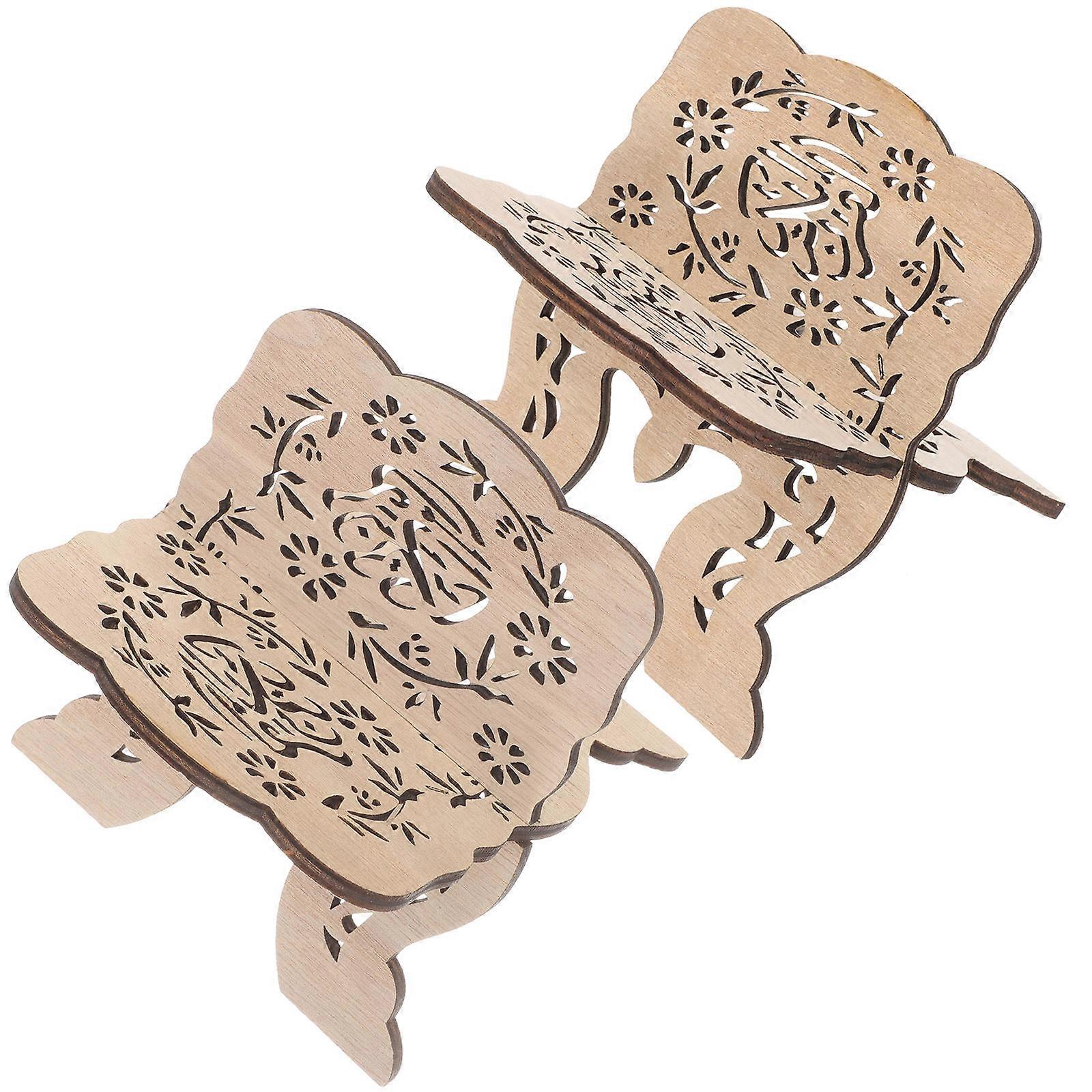 Reading Rack Wooden Book Holder Cross Frame Hollow-Out Design Support For Books 2Pcs