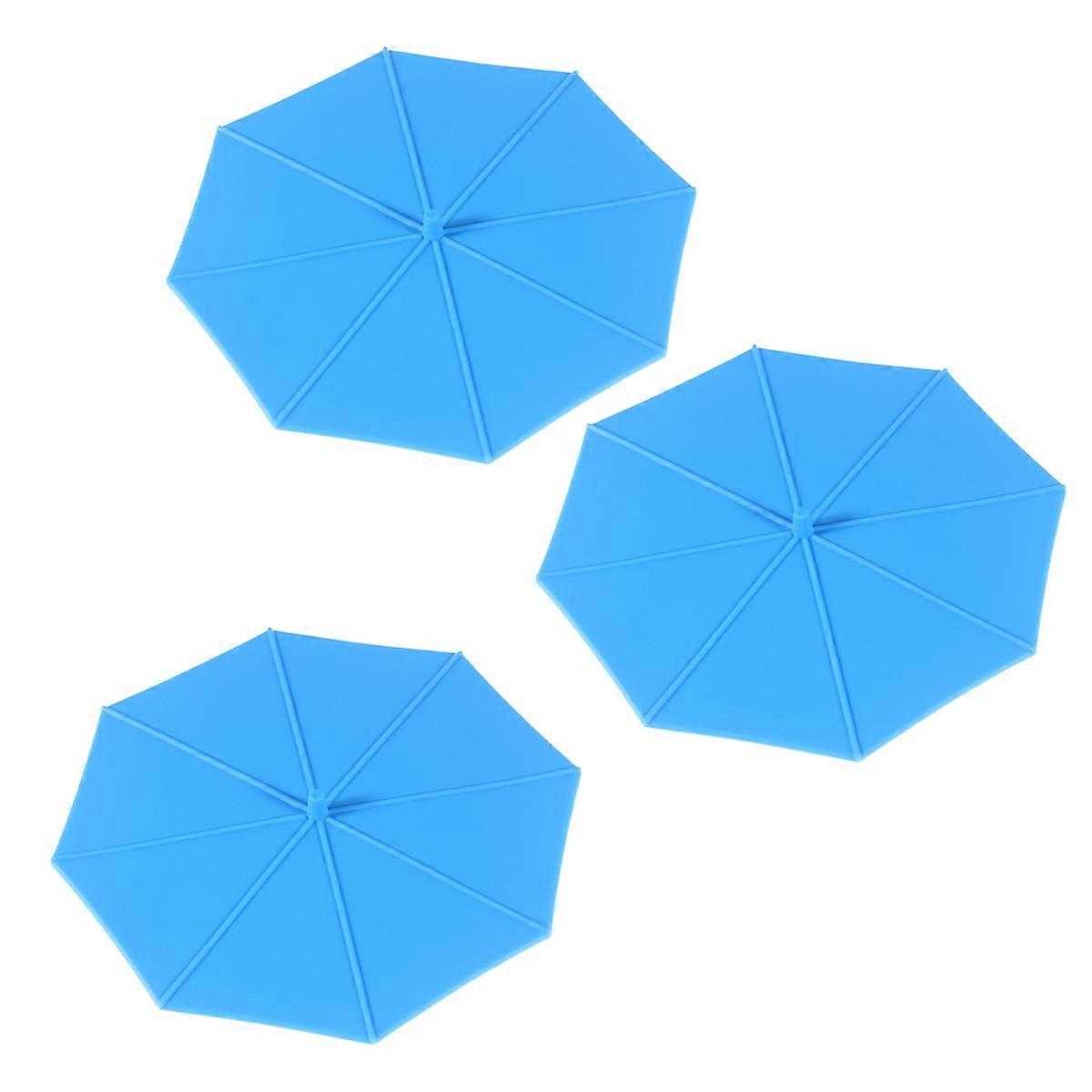 Silicone Glass Cup Cover Square Umbrella Cup Cover Home Use Blue 11.5x11.5cm Hygiene 3Pcs