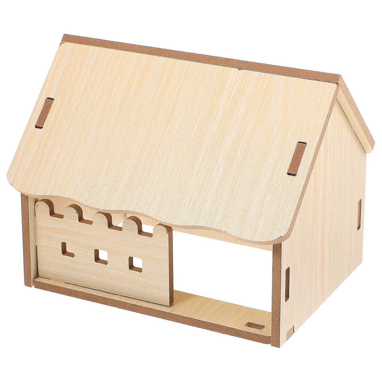 Rectangular Hamster Wood Hideout For Pet Owners Indoor 20X15X15.5CM Designed For Hiding 3Pcs