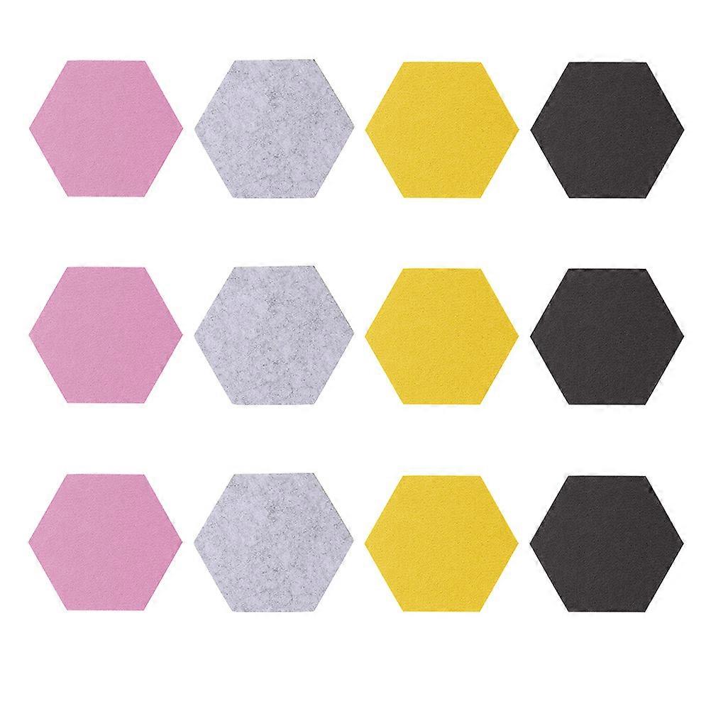 Felt Wall Tiles Hexagon Felt Memo Boards Soundproof Yellow 12Set