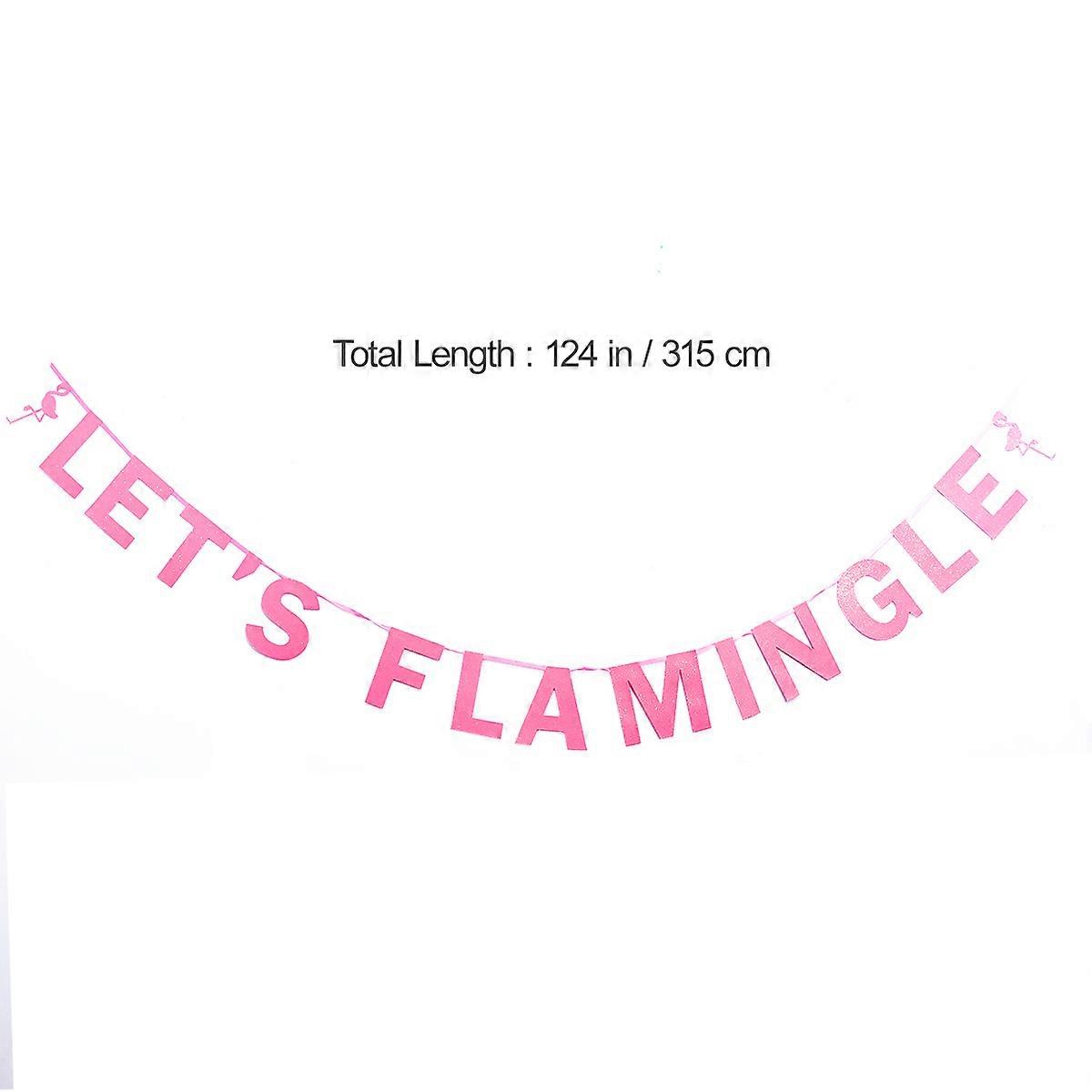 Flamingo Theme Wall Hanging Garland Decoration Let's Flamingle Bunting For Indoor Outdoor Use 1 Set