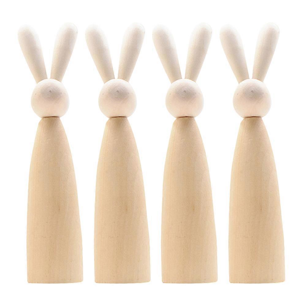 Wooden Easter Rabbit Decor for Decoration 4Pcs DIY Craft Activity Kit