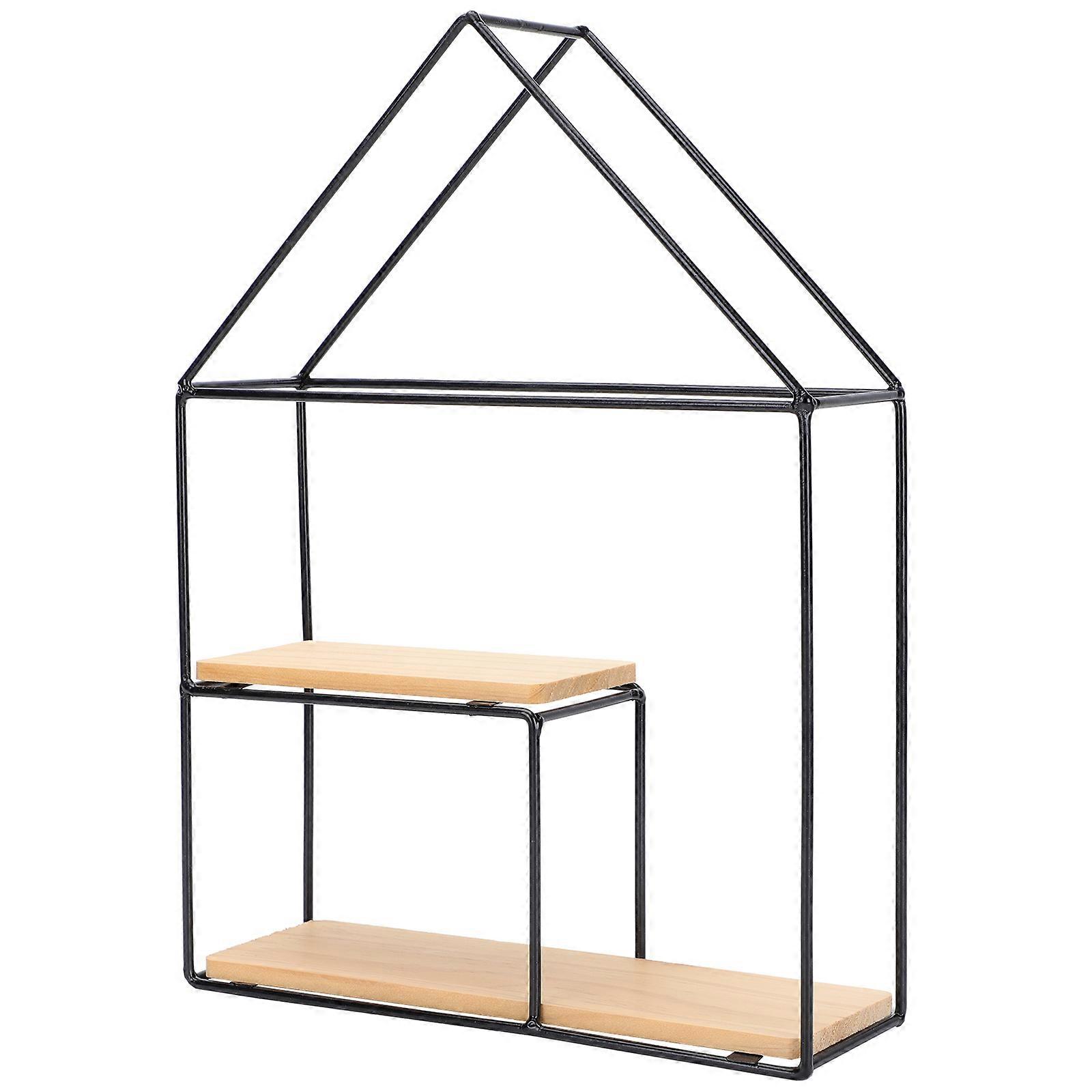 Wall-Mounted Storage Rack Iron Art for Storage 2Pcs Black