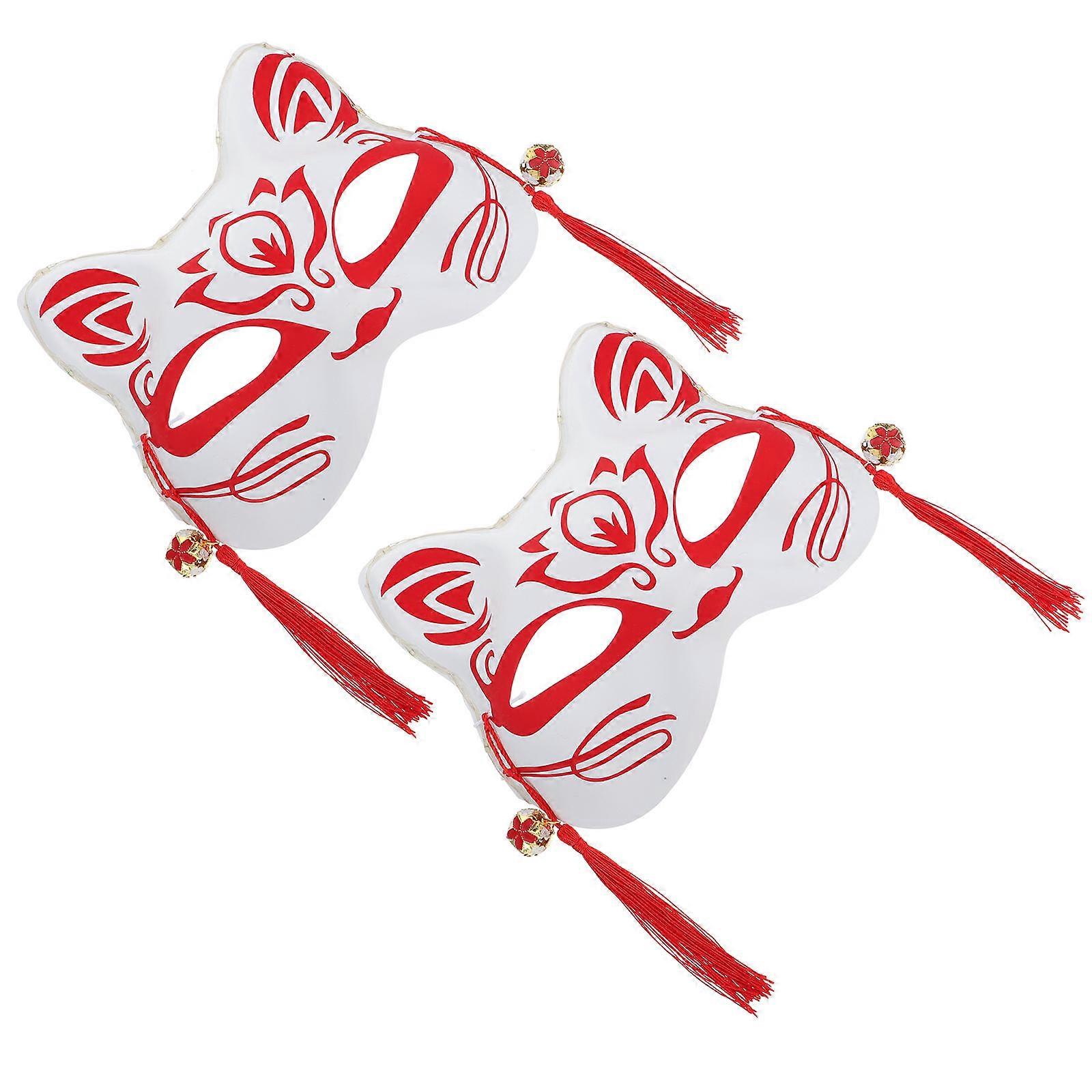 White Half Face Foxes Mask Party Glowing Mask for Performance 12Pcs