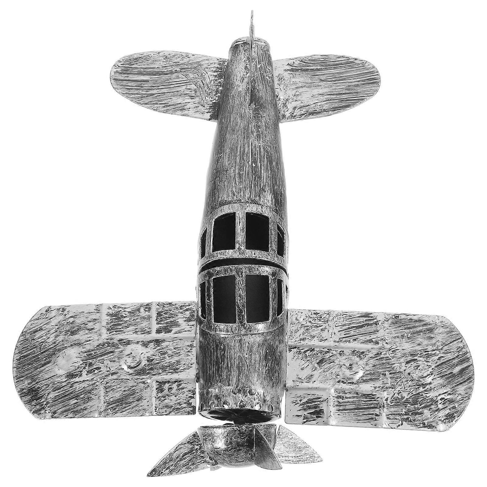 Metal Biplane Model Detailed Plane Display For Office Shelf Decoration Iron Material Multi Color 1Set