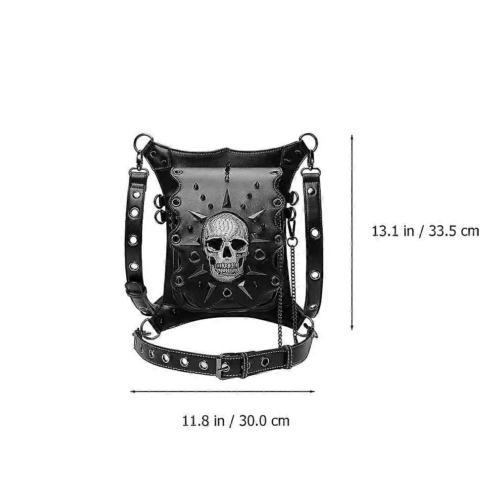 Black Punk Style Skull Pattern Messenger Bag for Storage Use 1Pcs