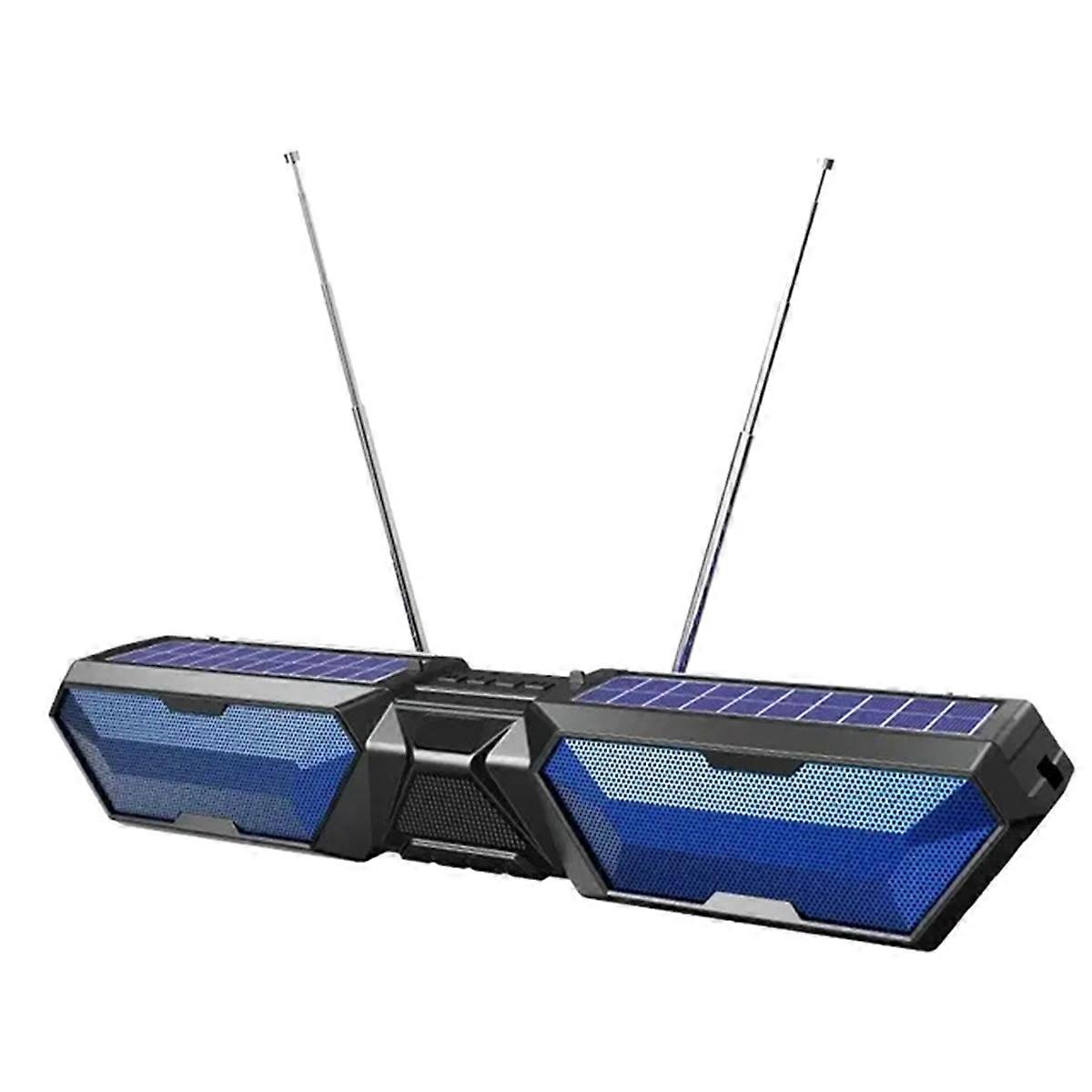 Solar Bluetooth Wireless Stereo Dual Antenna Speaker Blue