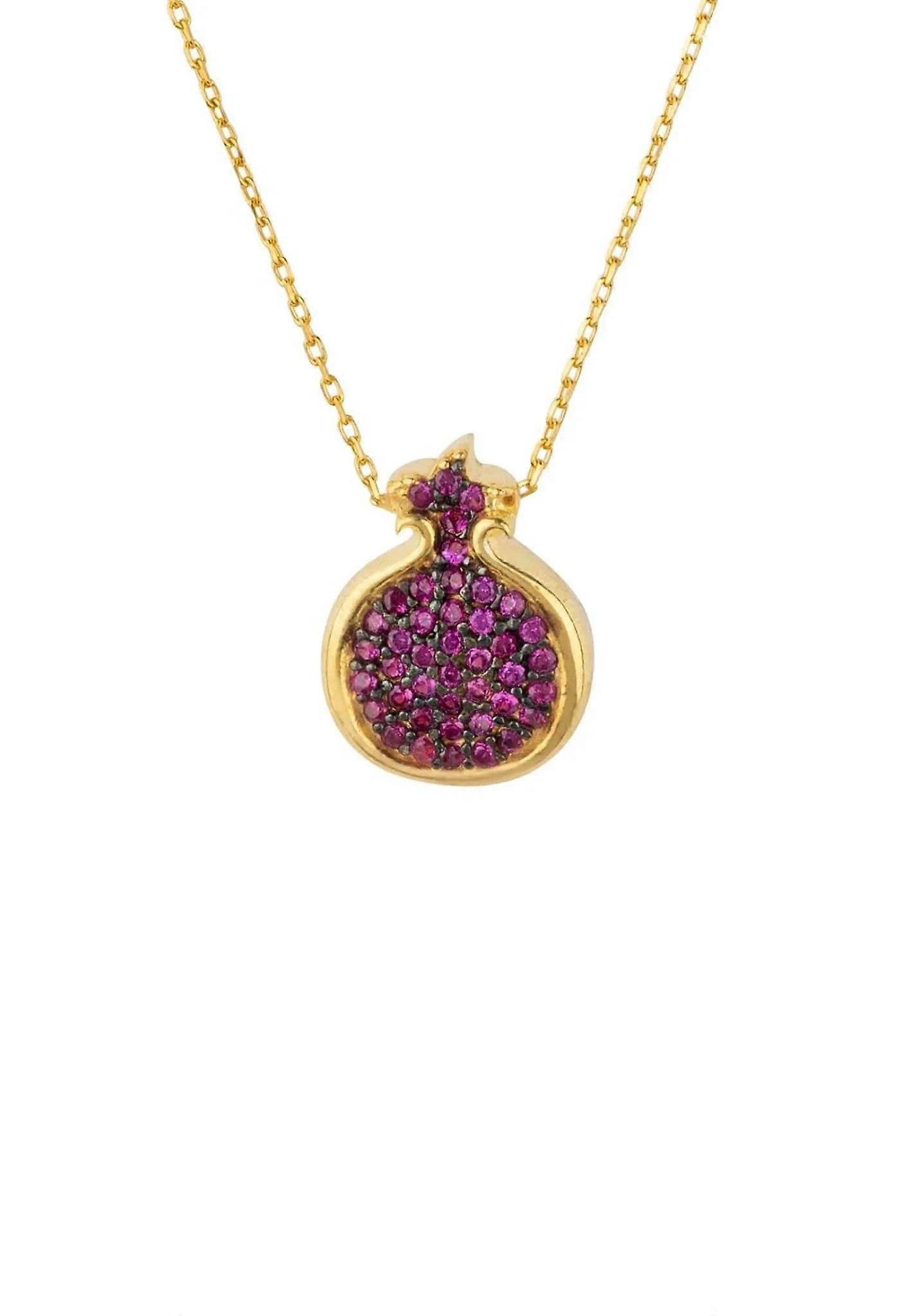 Latelita 石榴宝石粉色吊坠金女式项链 - 可调节 40-45 厘米链条